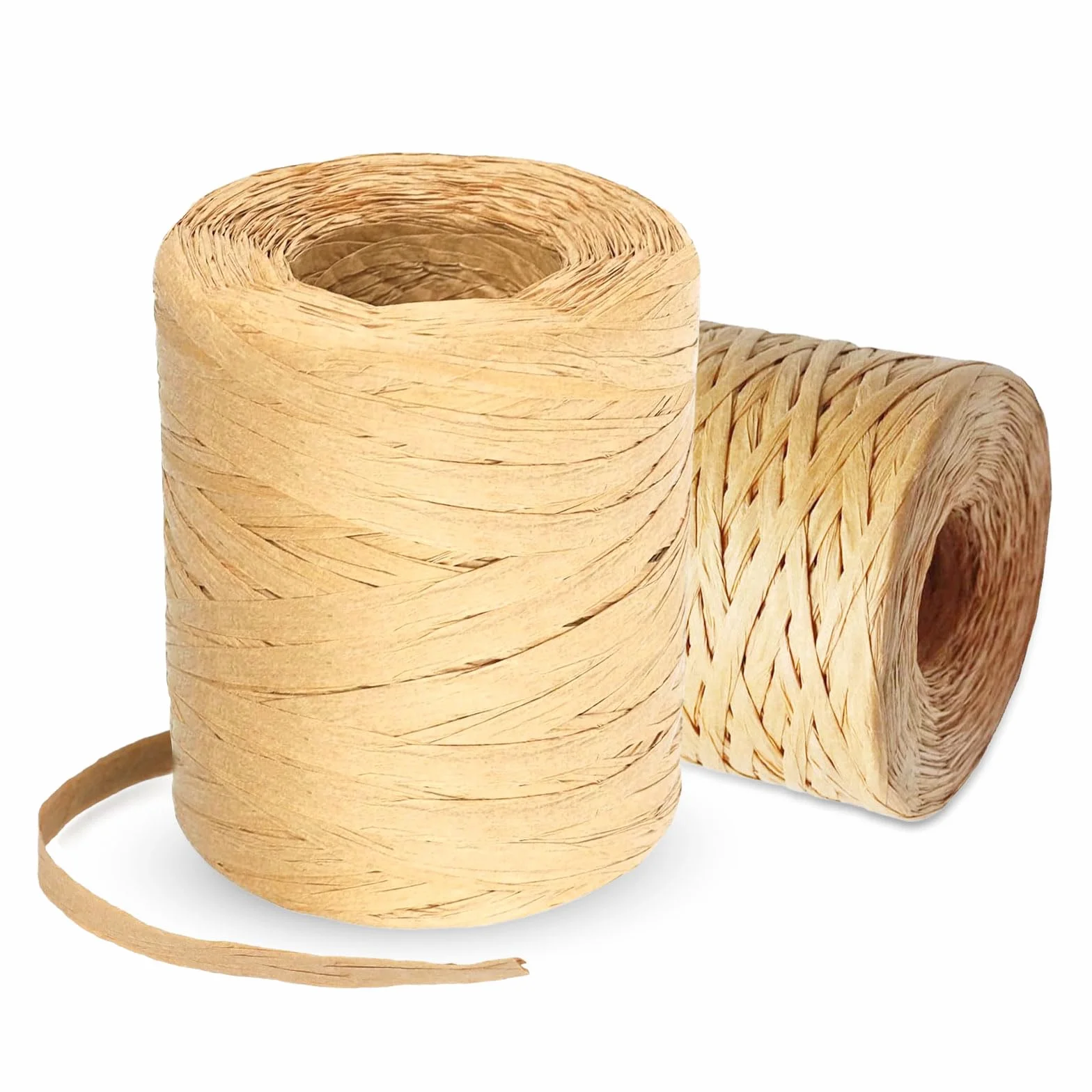Ruban de Rafia 8mm x 400M Rouleaux de Papier Fibre Naturelle Cordon d'Emballage