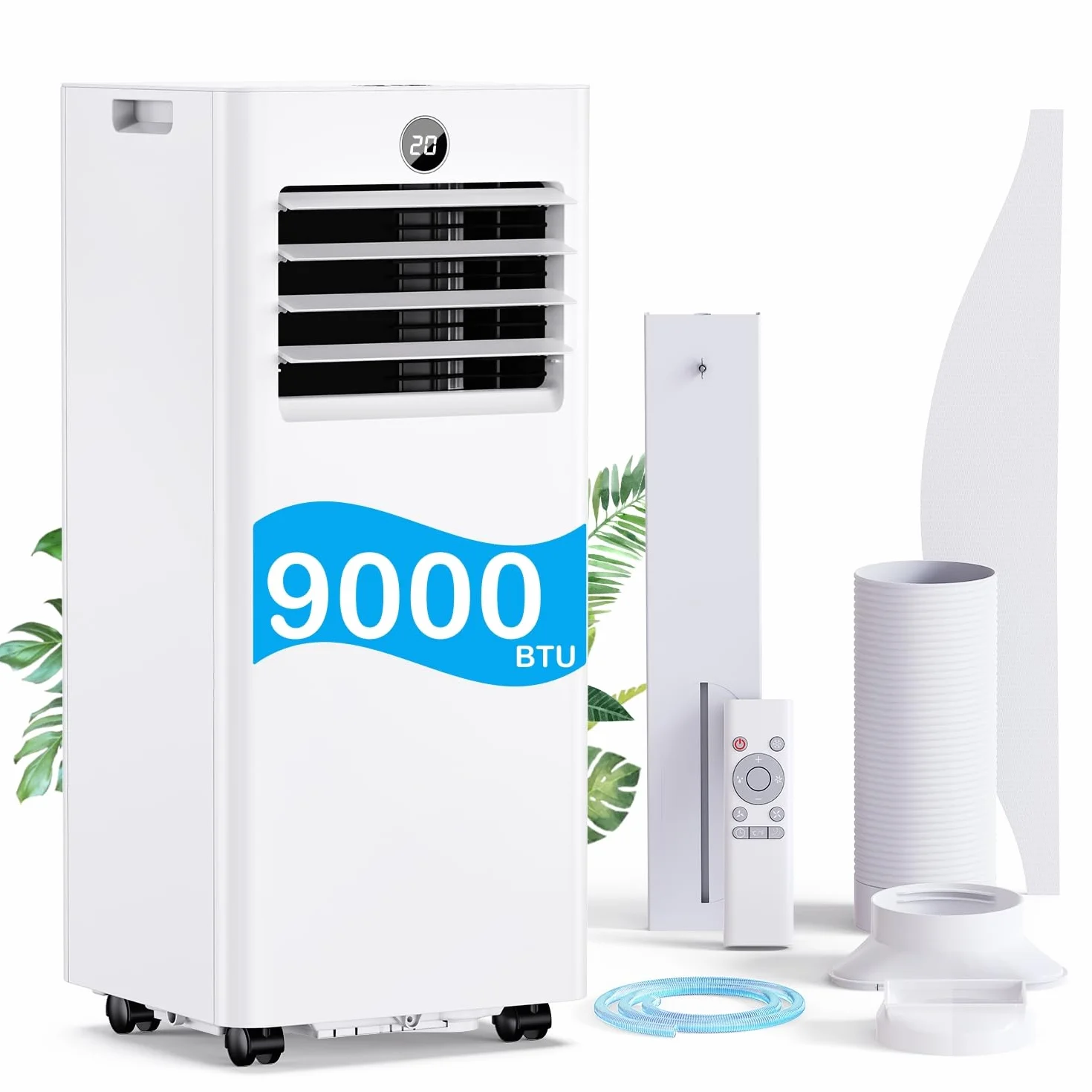 Climatiseur Mobile 9000 BTU Silencieux avec Télécommande 4-en-1 Refroidissement Ventilation Déshumidification