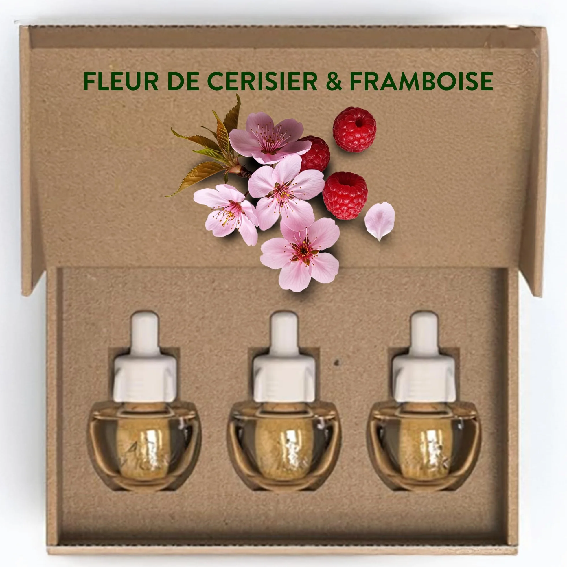 Air Wick Desodorisant Maison Recharge Diffuseur Electrique Fleur de Cerisier et Framboise 3 x 19 ML