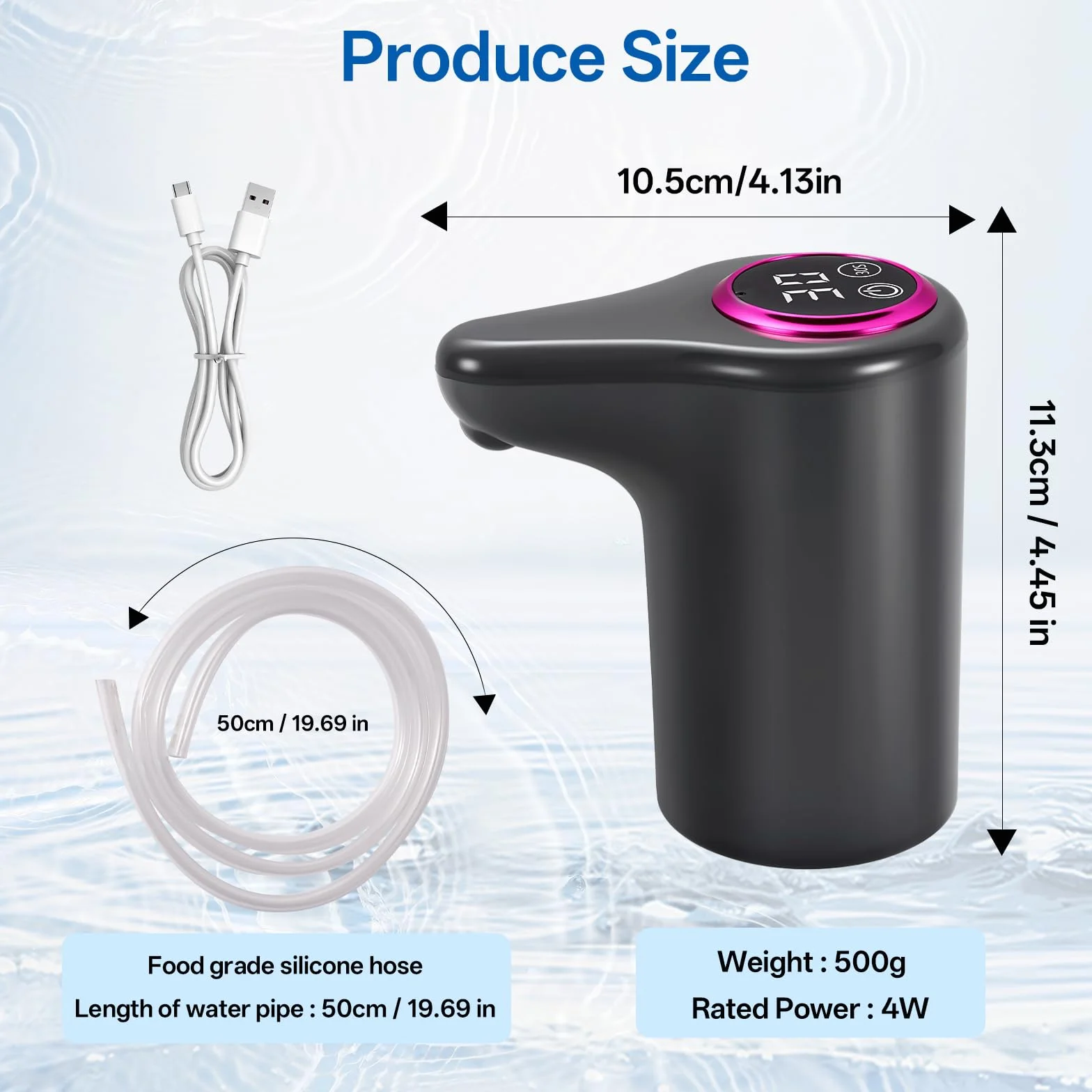 Distributeur d'eau Pompe à Eau Potable électrique 5 Gallons Robinet Rechargeable USB