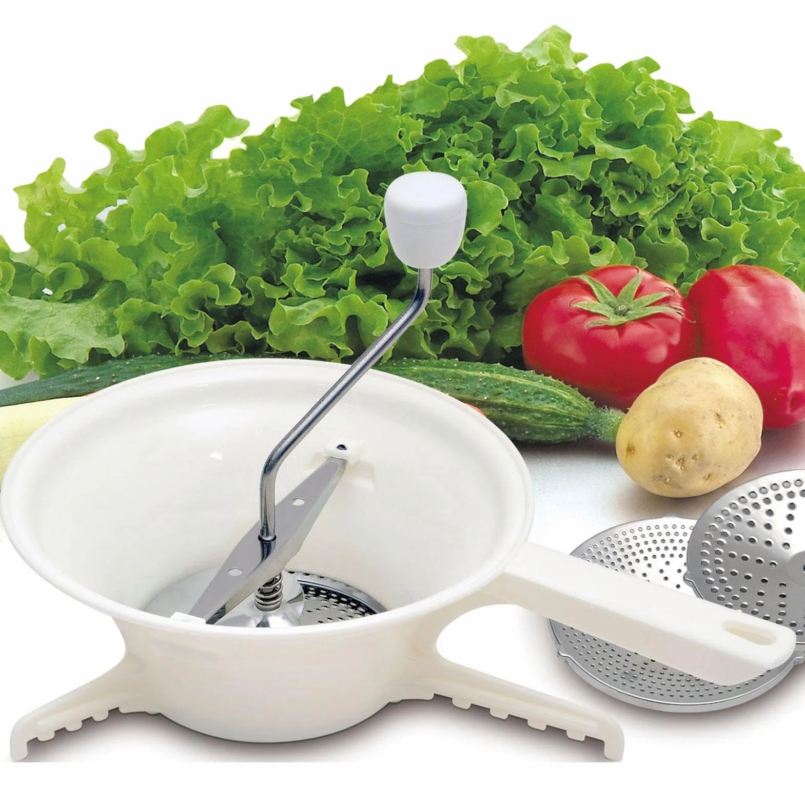 Broyeur de tomates pour sauce, presse-tomates manuel en acier inoxydable, moulin à légumes avec 3 disques interchangeables