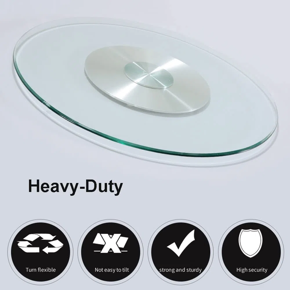 Lazy Susan Plateau tournant rond en verre transparent pour table de salle à manger 83,8 cm, 88,9 cm, 99,1 cm, 109,2 cm