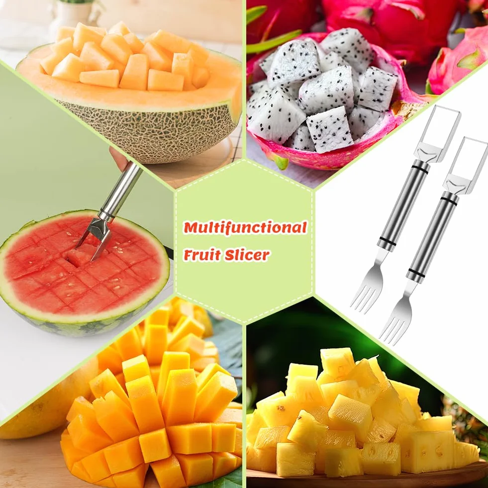 Coupe Fruits 2 en 1 Acier Inoxydable Cuillère à Melon Outil Double Tête OSDUE