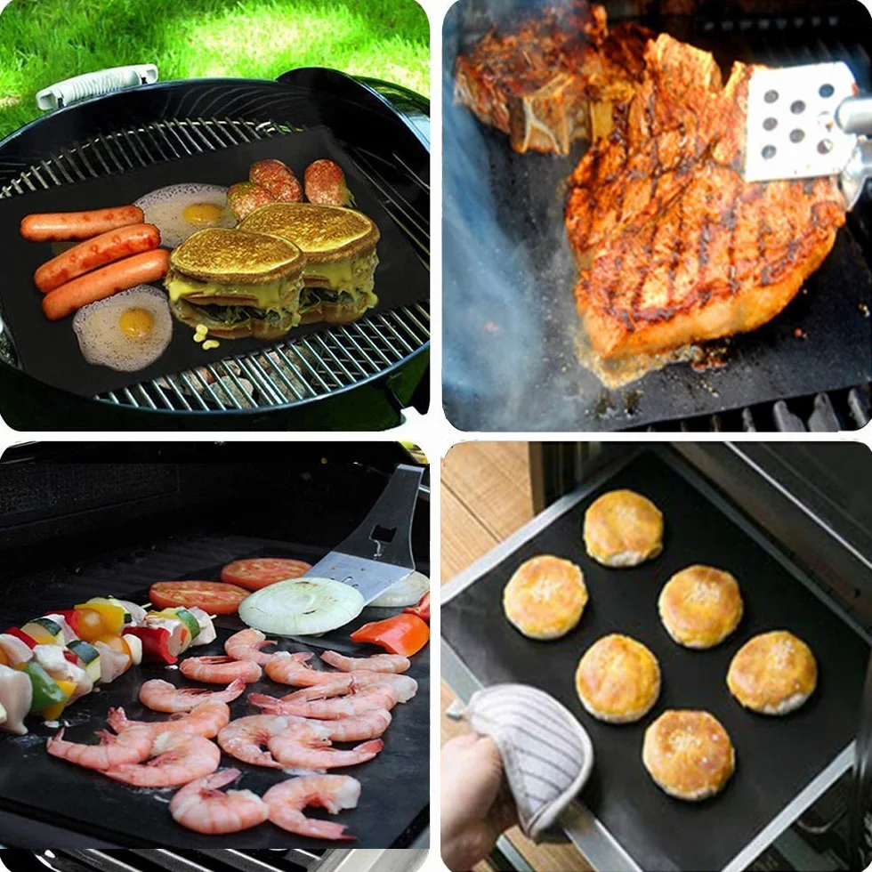 Tapis de Cuisson Barbecue 6 Pièces 40 x 32.5cm Anti-adhérent Réutilisable