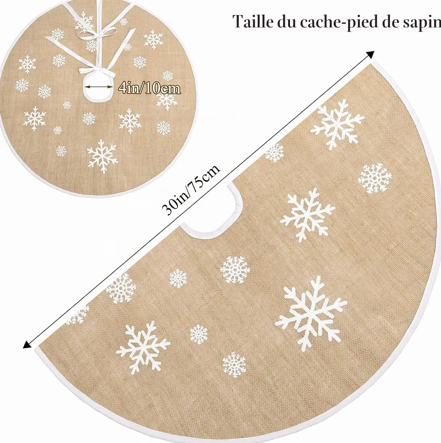 Jupe de Sapin de Noël en Toile de Jute Rustique 75cm