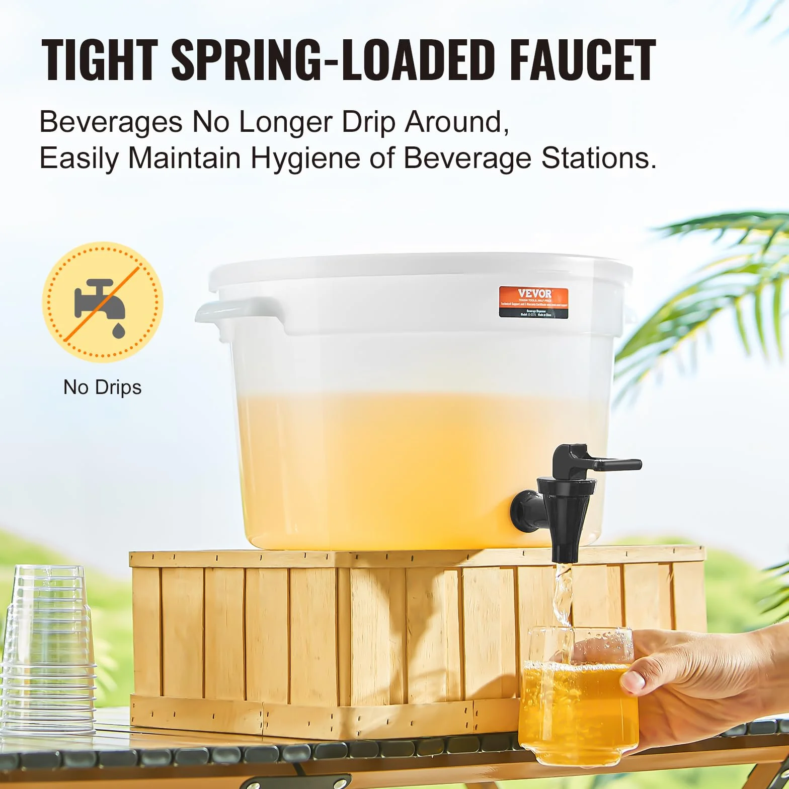 VEVOR Distributeur de Boissons 11 L, Fontaine à Eau avec Robinet, Plastique, pour Jus Limonade Thé Glacé