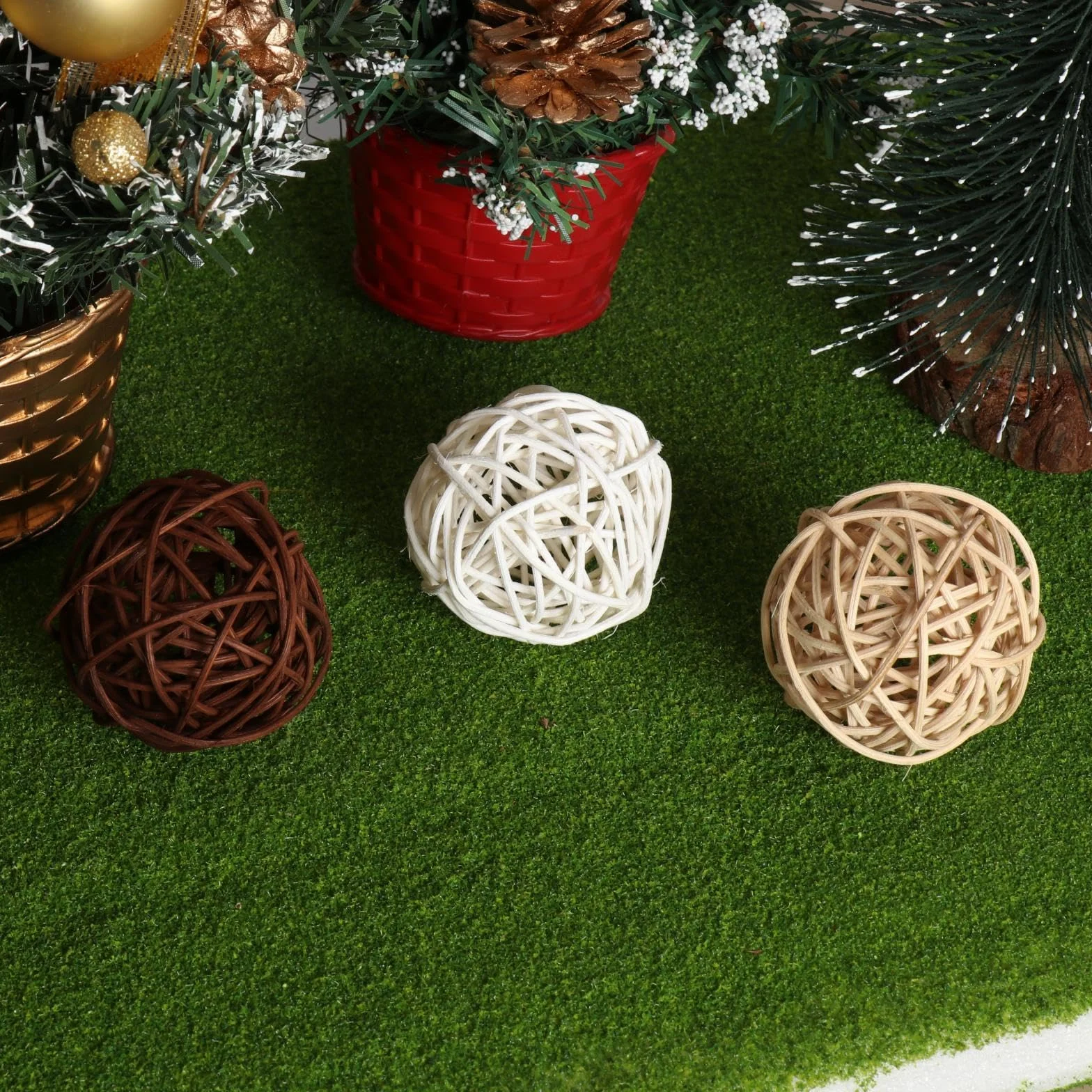 Boules décoratives en rotin Naturel Lot de 10 pièces 3 cm Remplissage pour Vase décoration intérieure