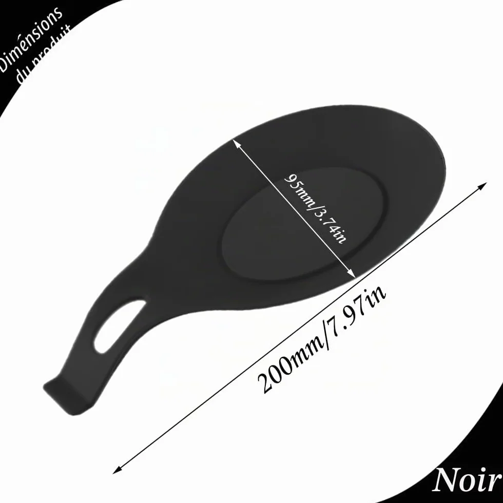 Repose cuillère en Silicone Multifonction Cuisine Noir