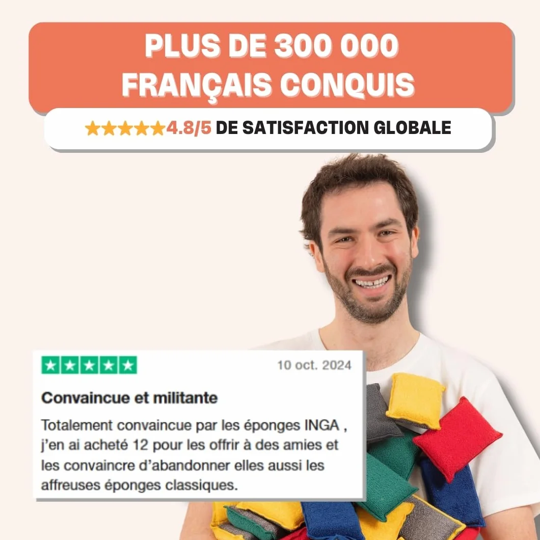 Éponges Réutilisables Lavables INGA 4 Pièces Fabriqué en Europe