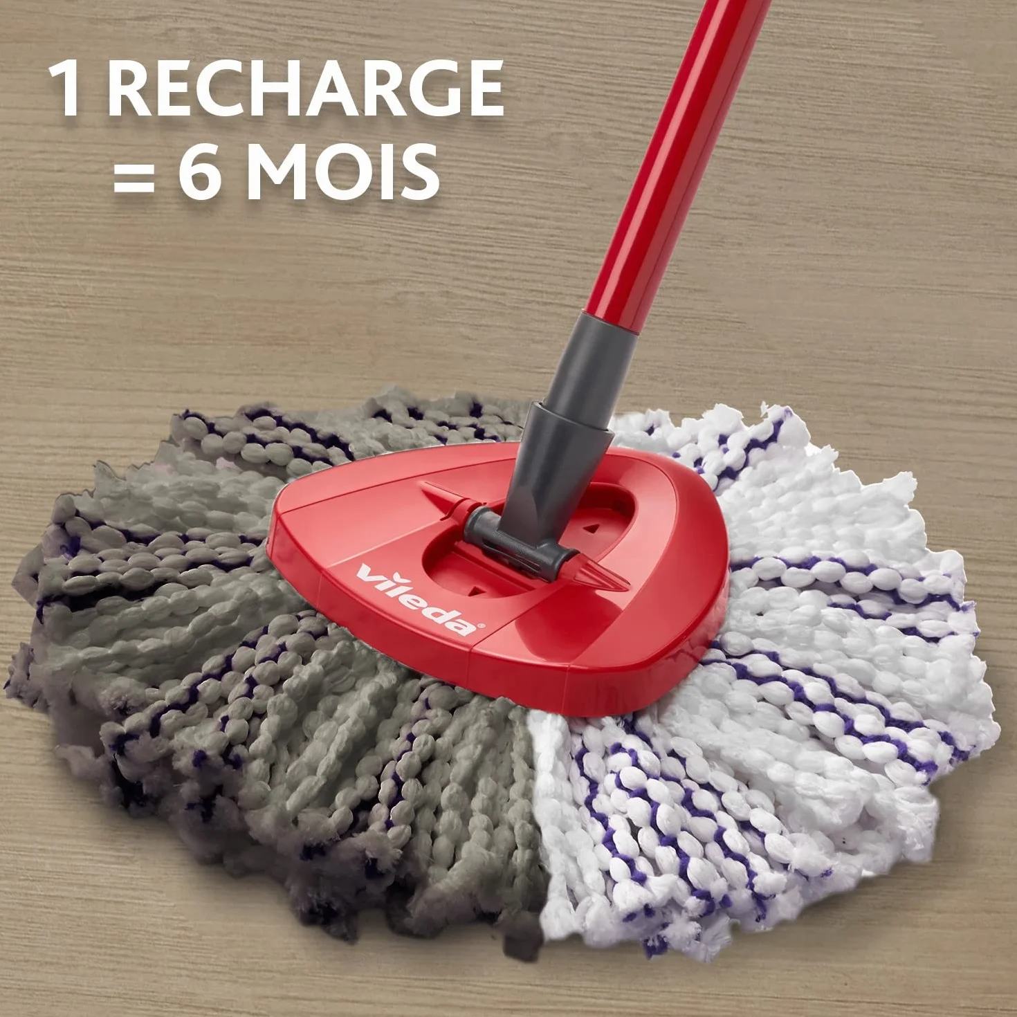 Vileda Recharge Serpillière Turbo 3en1 Microfibres Surfaces Texturisées Franges Surfaces Dures Compatible Systèmes Rotatifs Seau Essoreur