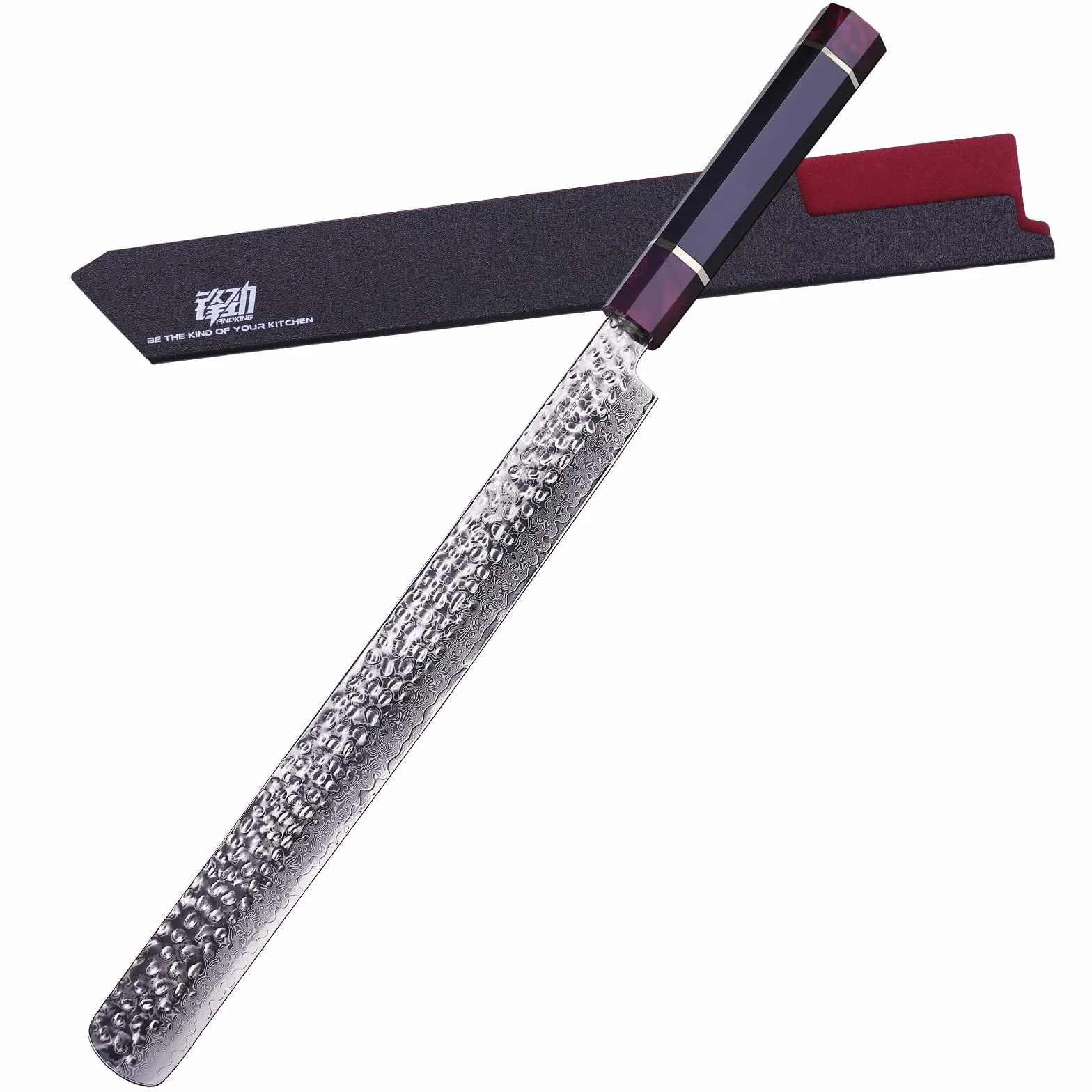 FINDKING Couteau à jambon Eternity Series lame acier damassé 9Cr18MoV manche résine
