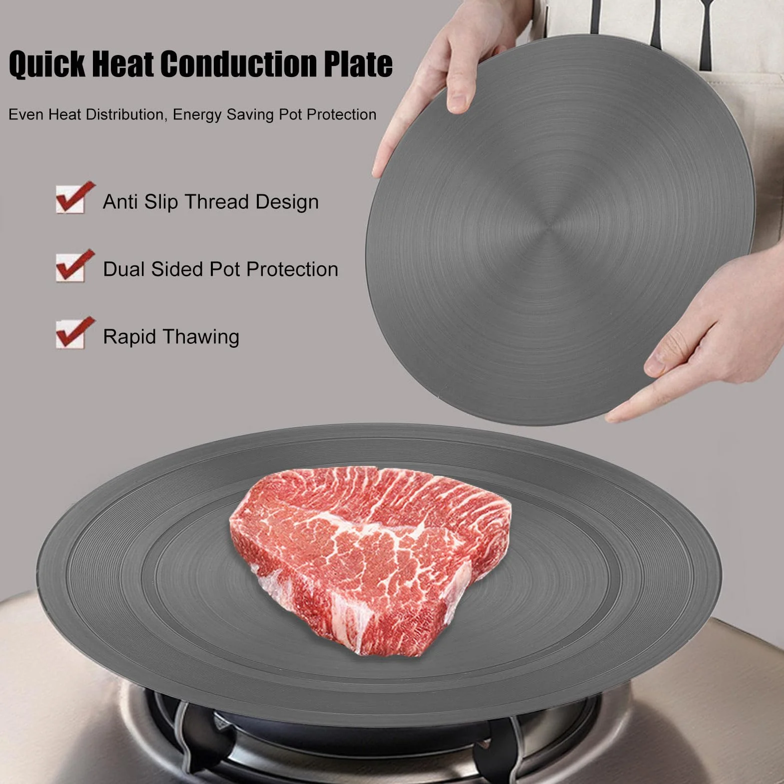Plaque de Diffuseur en Aluminium pour Cuisinière à Gaz, 20cm x 4mm Rond, Dégivrage Rapide