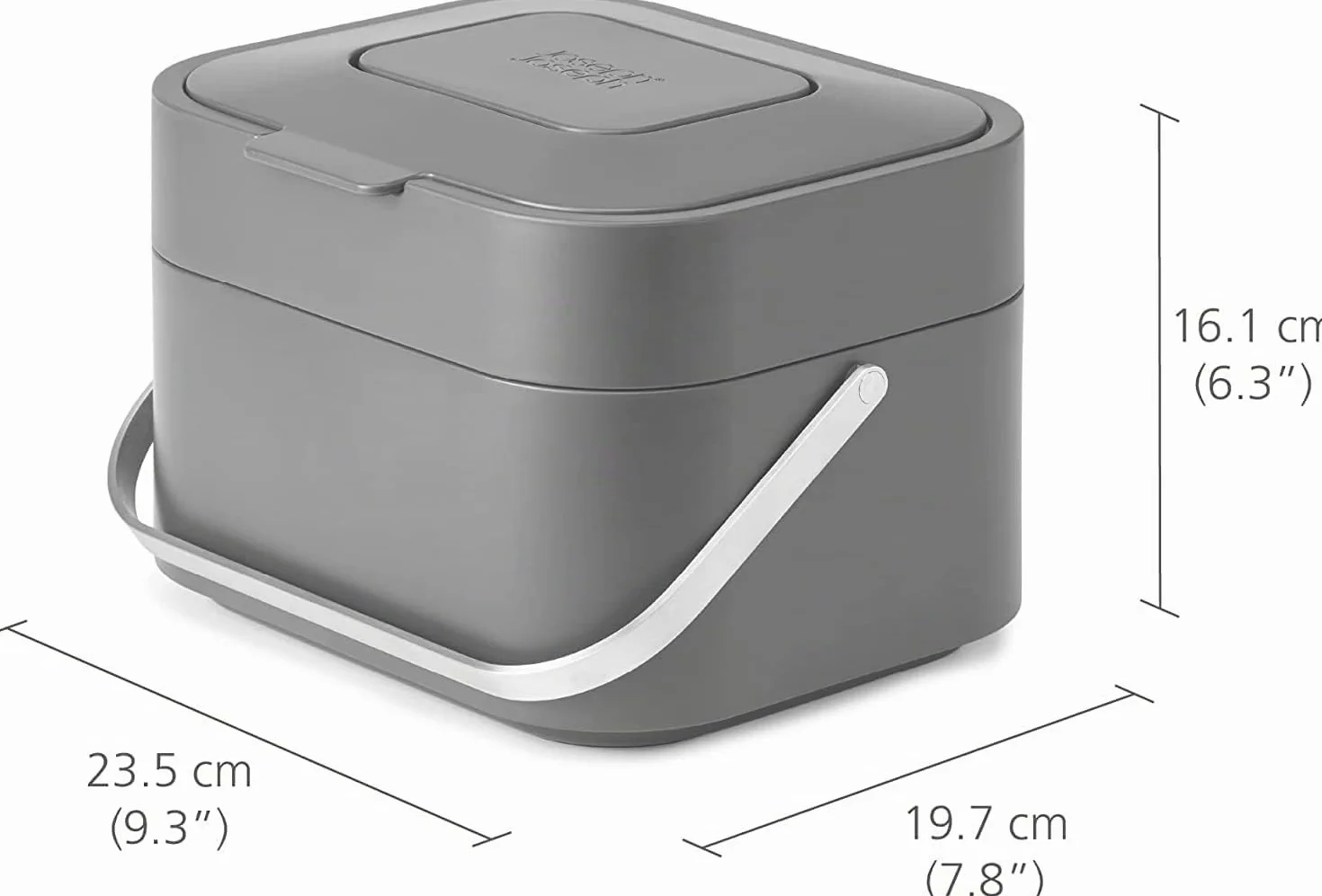 Joseph Joseph Poubelle Alimentaire 4L Bac à Compost Couvercle Filtre Anti-Odeurs Gris Pierre