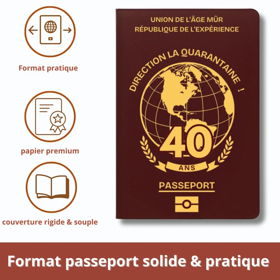 Carte d’Anniversaire 40 ans Passeport Anniversaire Livre d’Or Humour à Remplir Idée Cadeau Original Homme Femme