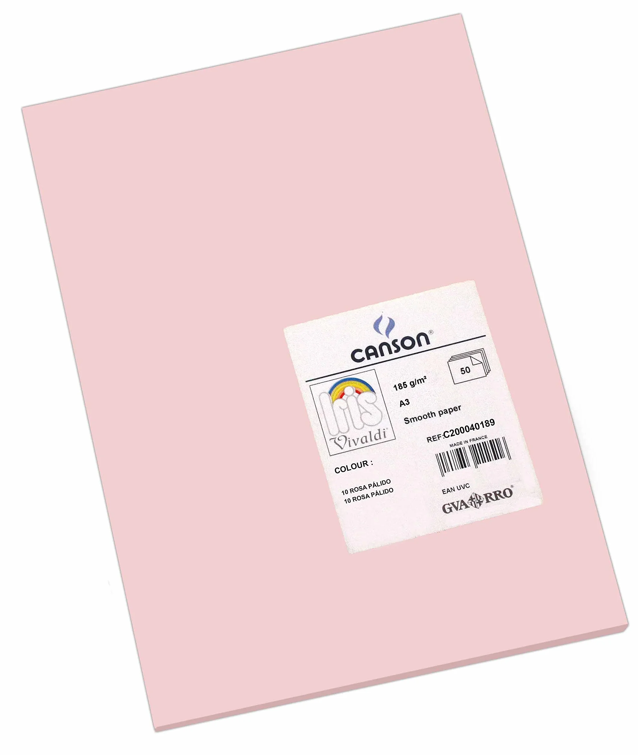 CANSON Iris Vivaldi Papier couleur A3 185g/m² Rose pétale Paquet 50 feuilles