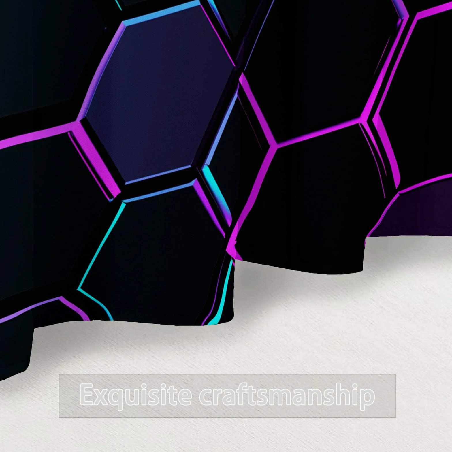 Rideaux Opaques Isolation Thermique 110x215 cm 2 Panneaux Hexagone Géométrique Moderne Noir Violet