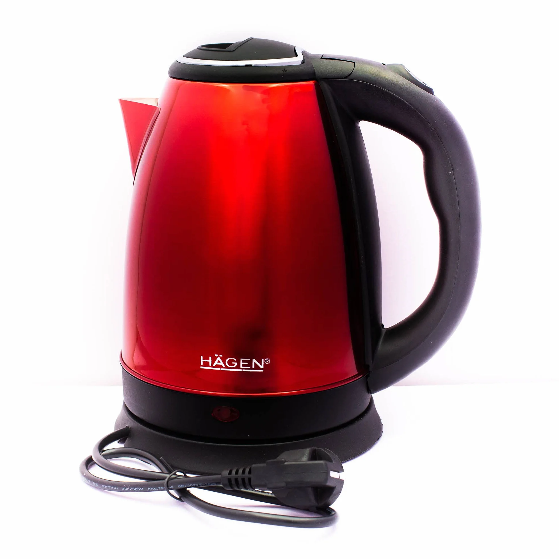 Hagen Bouilloire Electrique Inox 1,8L 1500W 360° Rouge