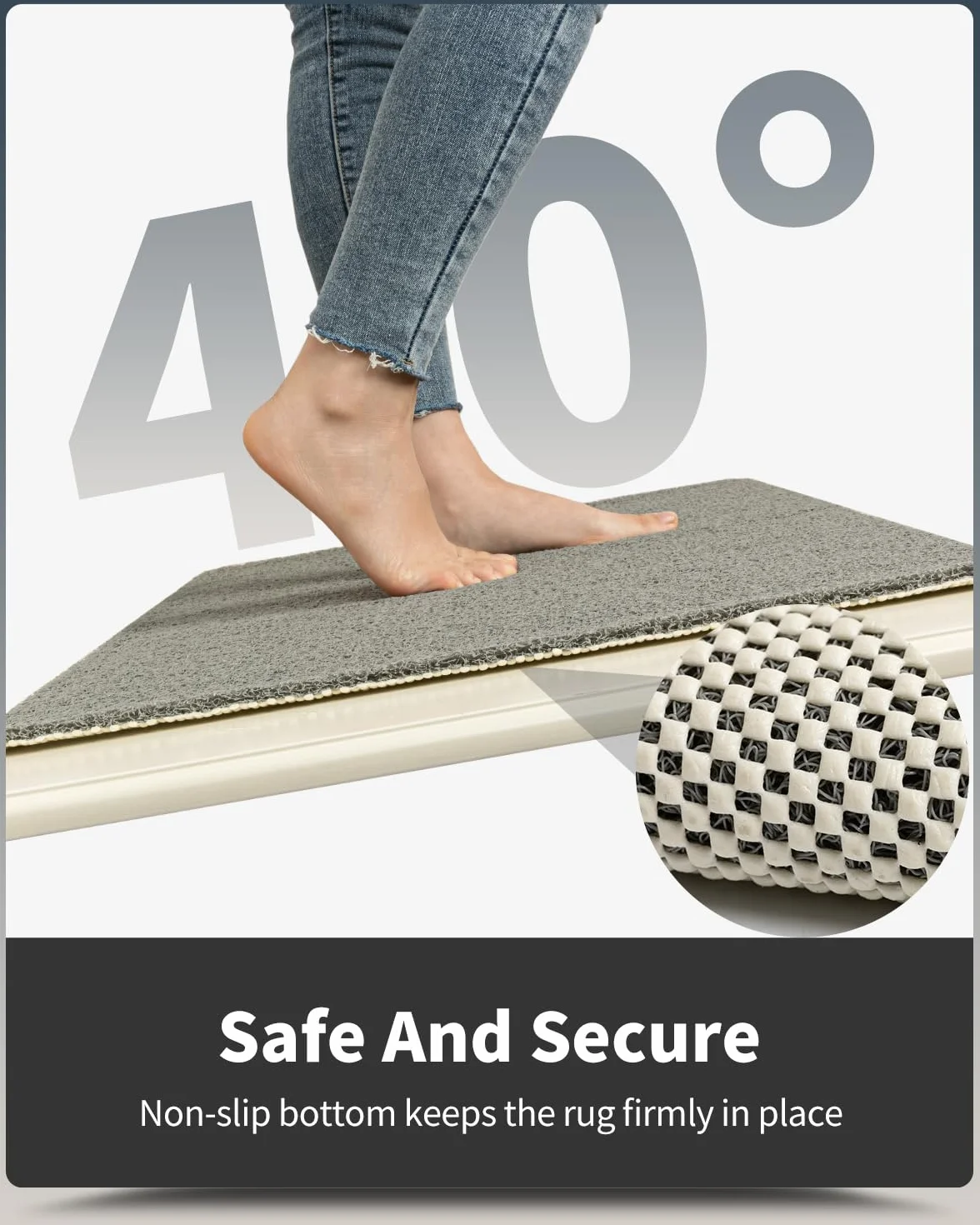 Tapis de Bain antidérapant en luffa PVC 44 x 69,8 cm pour Baignoire Zones humides séchage Rapide