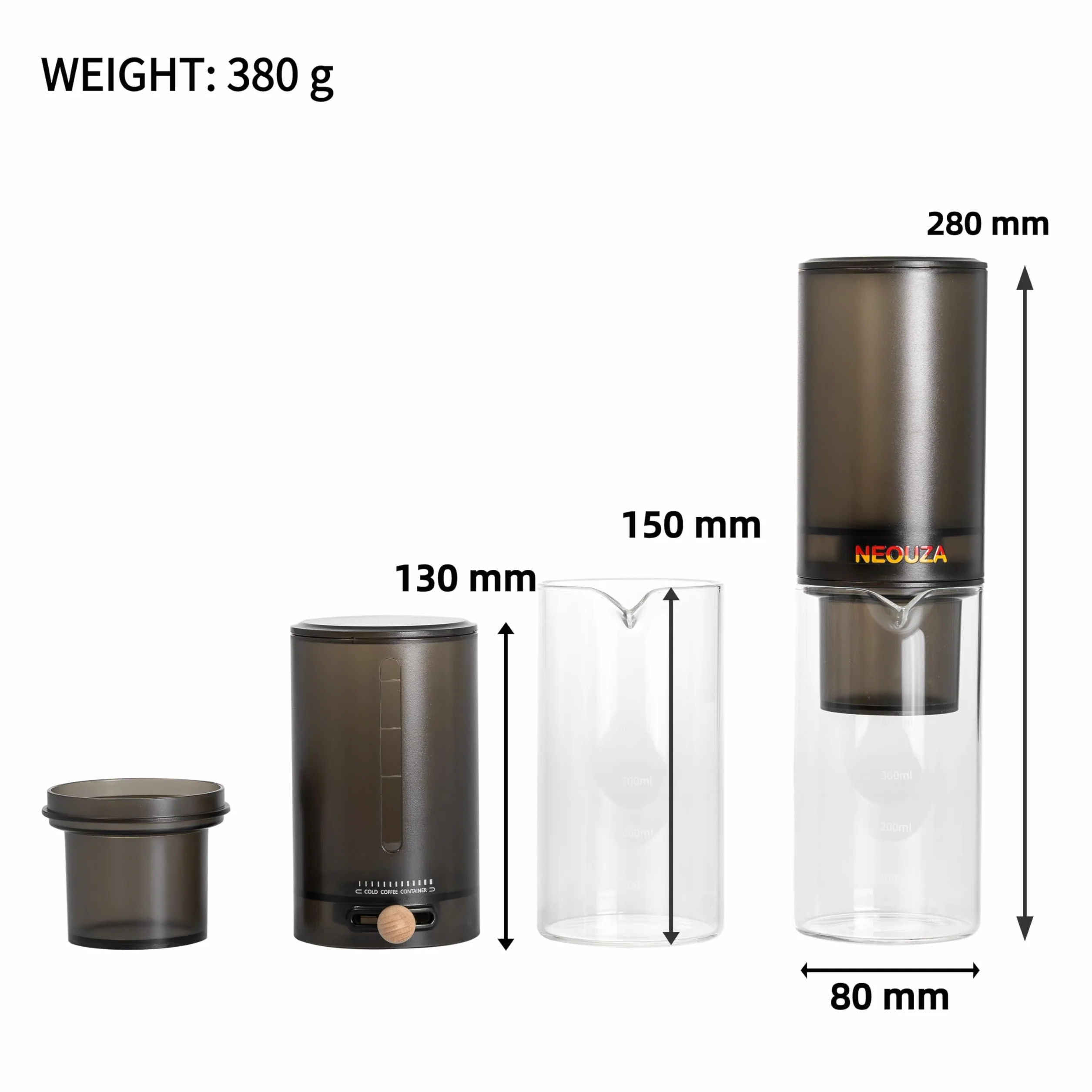 Cafetière à infusion à froid, machine à café glacé 400 ml verre borosilicate, réglage vitesse infinie