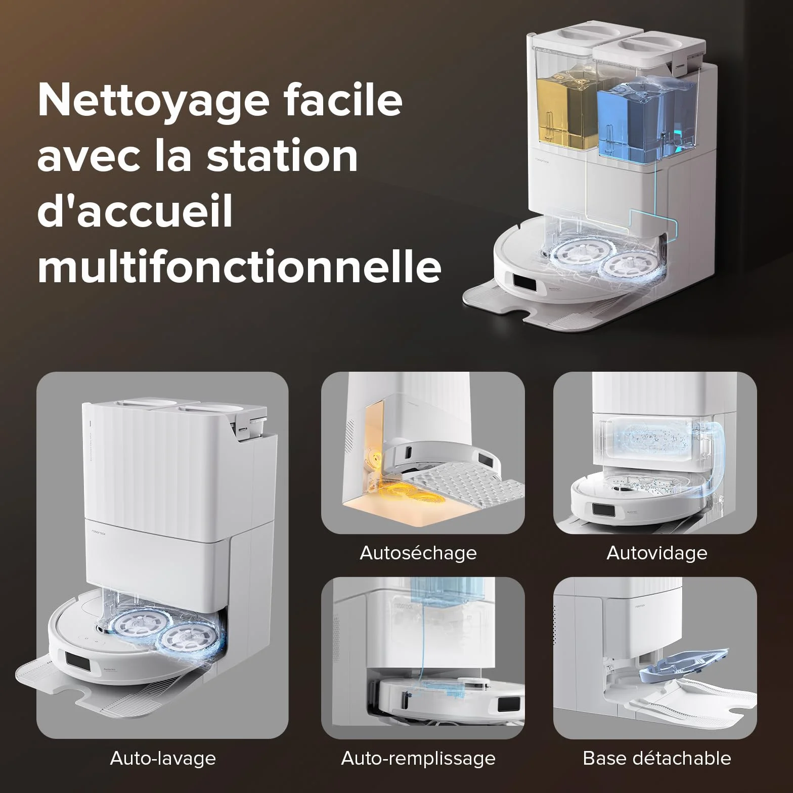Roborock Qrevo S Aspirateur Robot Laveur, 7000Pa HyperForce, Double Serpillière Rotative 200 TR/Min, Relevable 10mm, Station Multifonctionnelle, 3D Cartographie, Reactive Tech (Reconditionné)