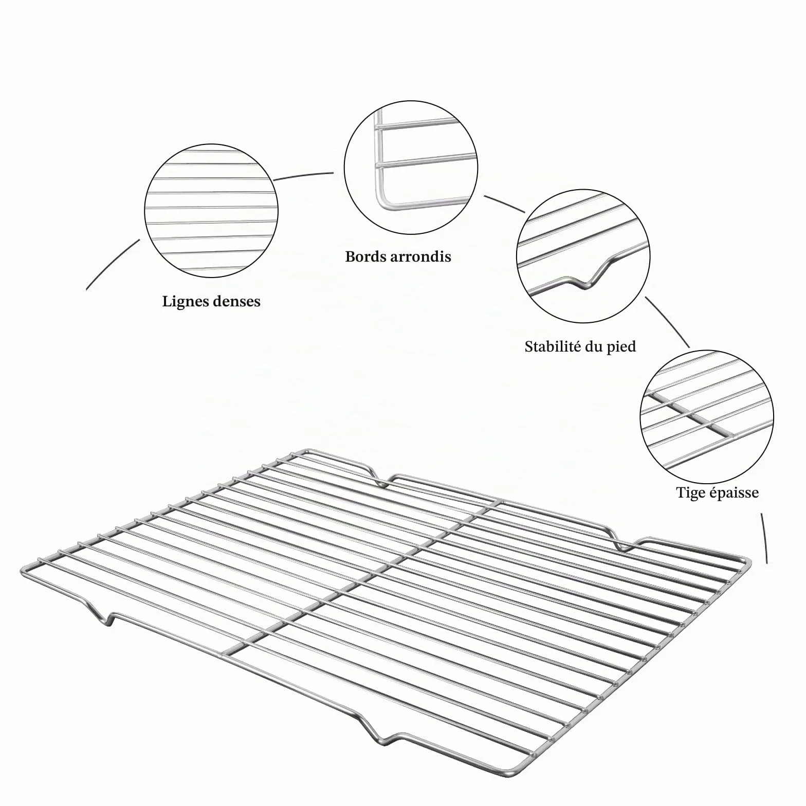 Grille de refroidissement en acier inoxydable Linkidea, lot de 2, rectangulaire 38,8 x 28 cm, argent