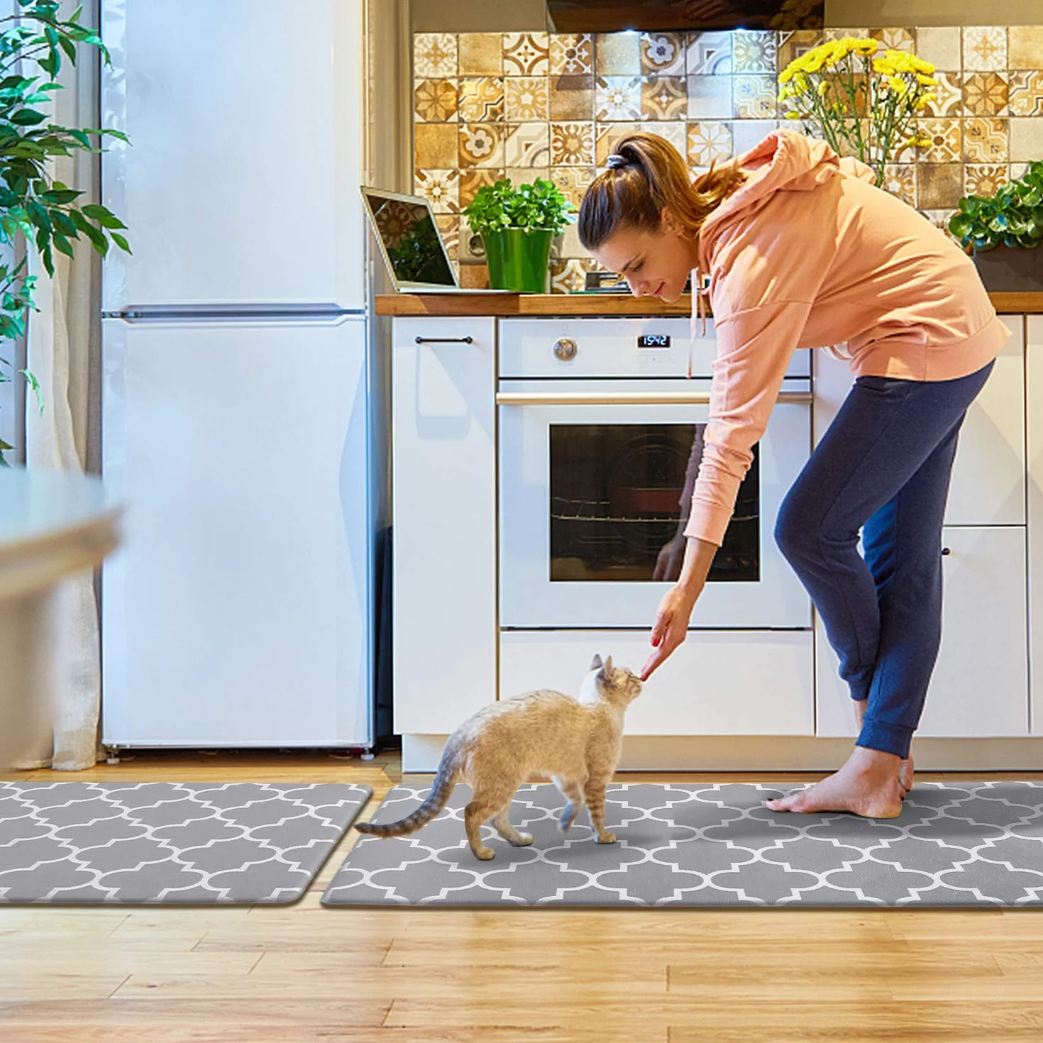 KMAT Lot de 2 tapis de cuisine anti-fatigue ergonomiques en PVC résistants
