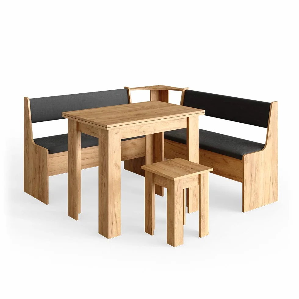 Vicco Groupe de banquettes d'angle Roman, Chêne de Force doré, 150x150cm avec Table