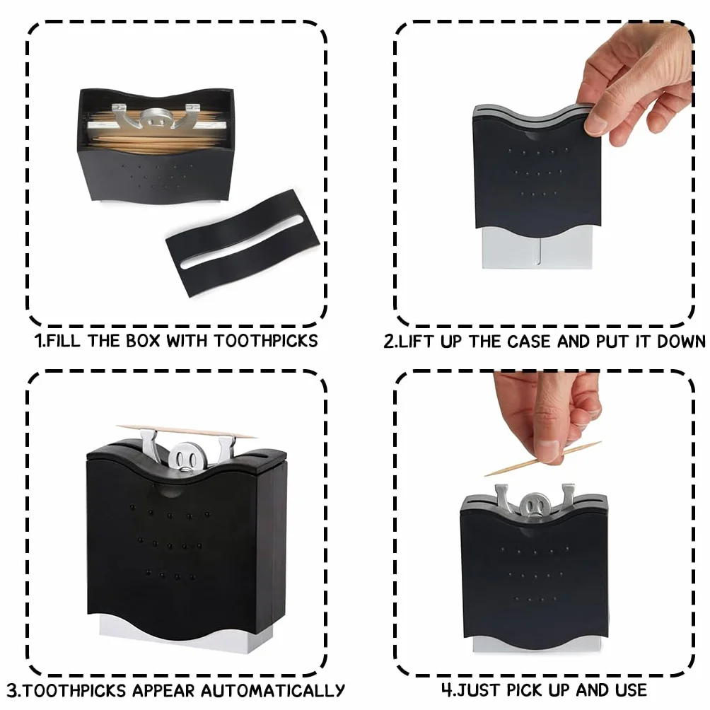 Porte-Cure-Dents Automatique 6,5 cm Distributeur Noir