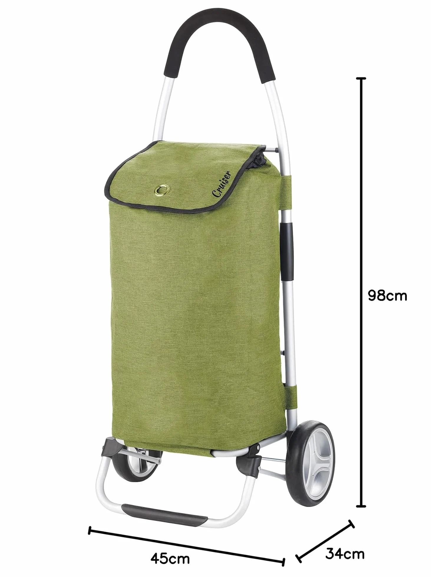 Cruiser Pliable Chariot de Course 45L Caddie à 2 Roues Vert