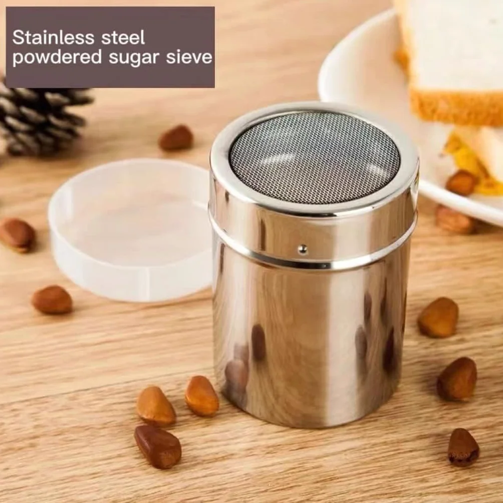 Saupoudreuse à Sucre Glace en Acier Inoxydable Shaker à Chocolat Tamiseur pour Cacao