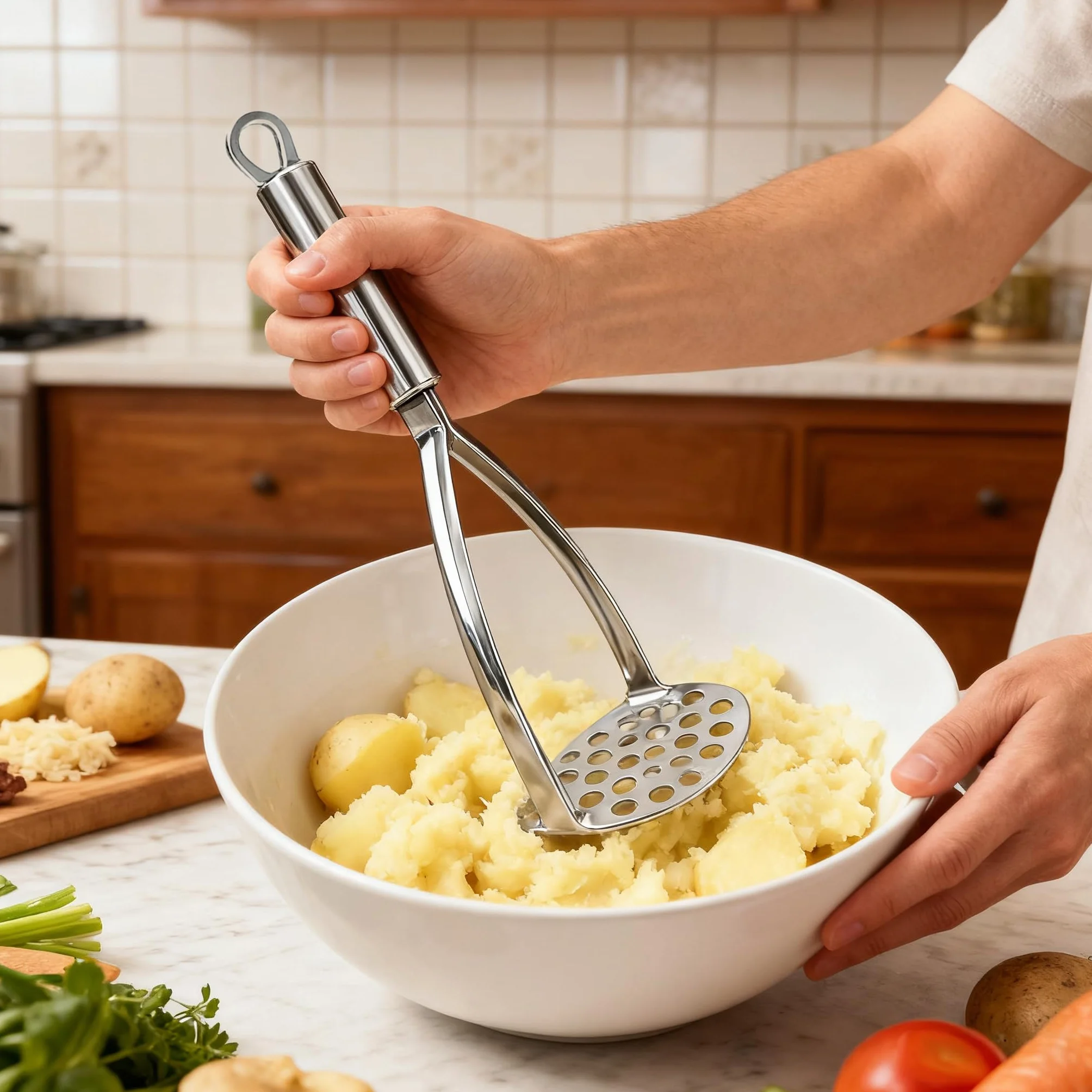 Presse-purée en acier inoxydable robuste pour purée de pommes de terre, légumes