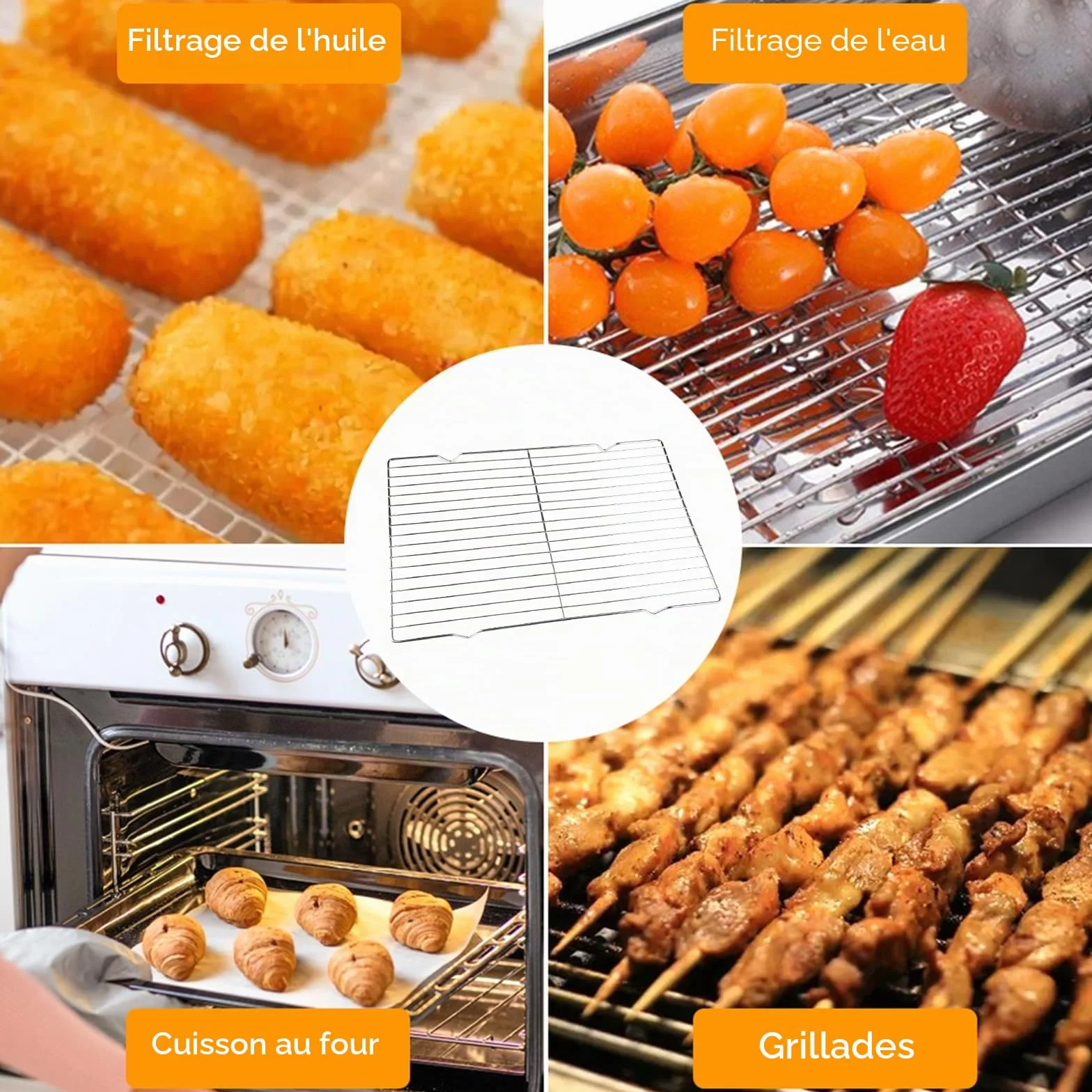 Grille Patisserie Acier Inoxydable 31x20x1.5 cm Refroidissement Rectangulaire