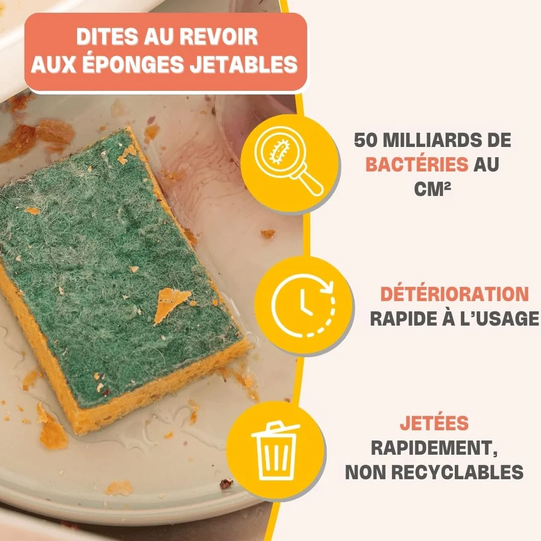 Éponges Réutilisables Lavables INGA 4 Pièces Fabriqué en Europe