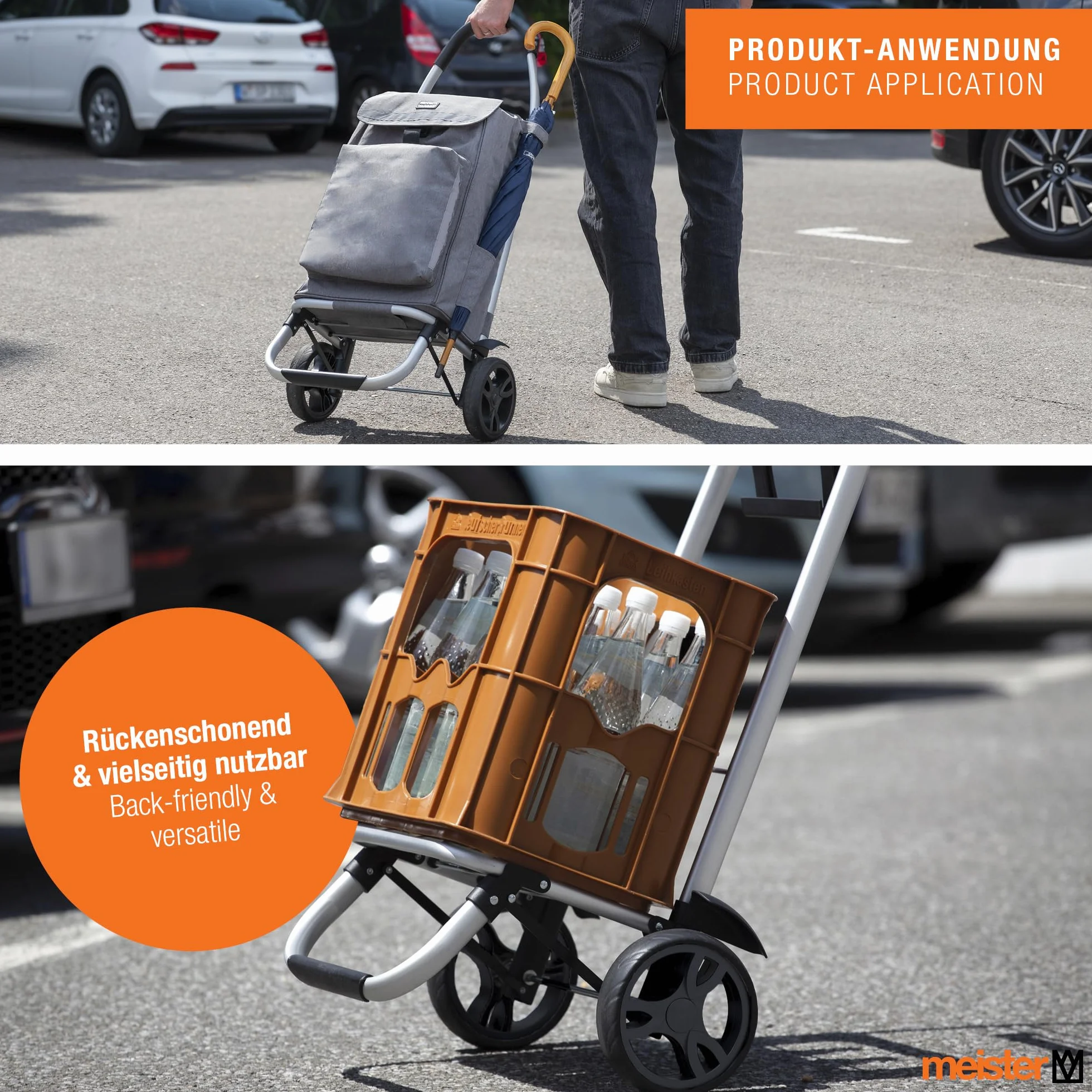 Chariot de Courses Meister 56 Litres Roues Larges Compartiment Réfrigérant Sac Amovible Pliable