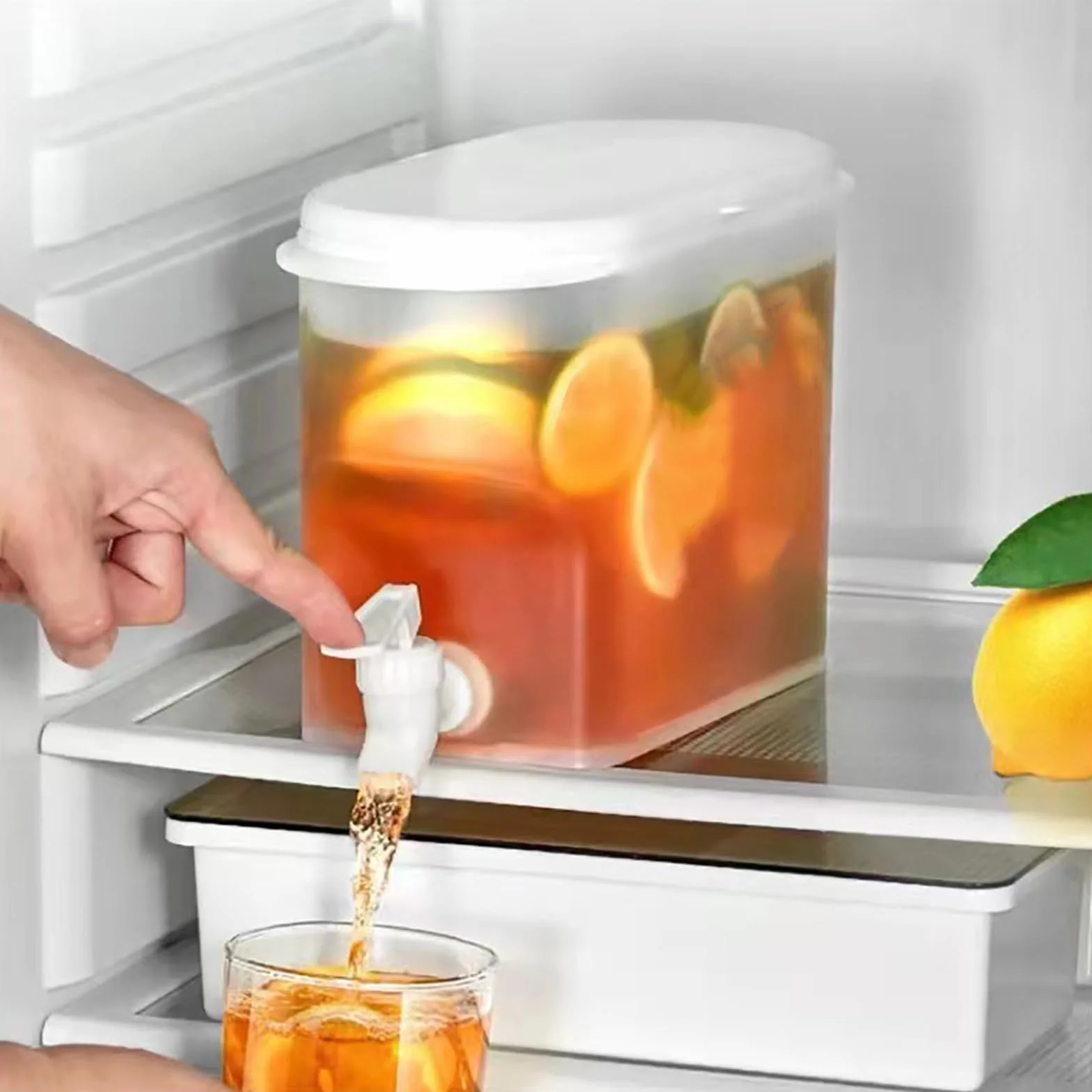 Distributeur de Boisson 3,5L avec Robinet, Grande Capacité, Plastique, pour Thé Glacé, Limonade