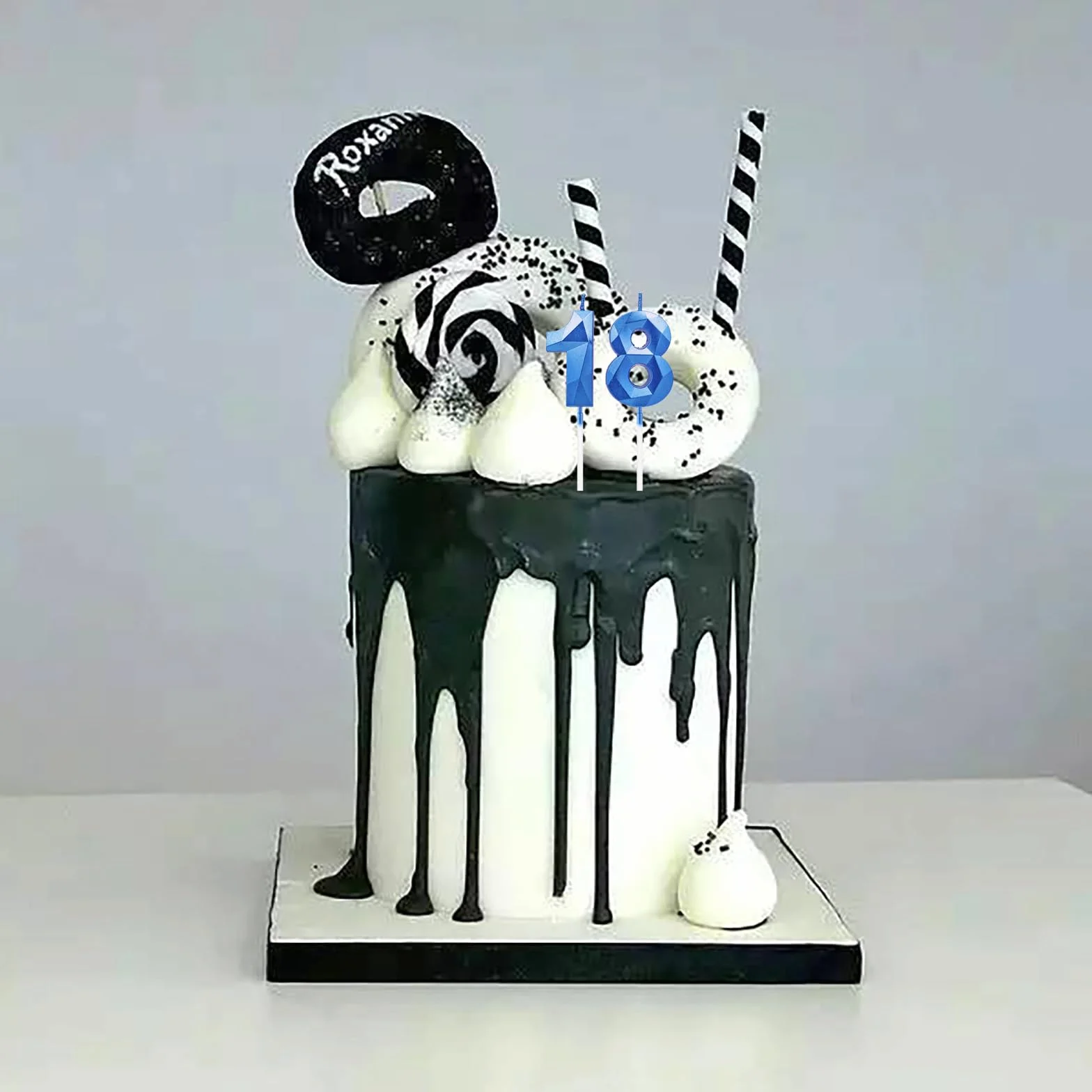 Bougies d'anniversaire 18, bleu saphir, numéro, décoration de gâteau