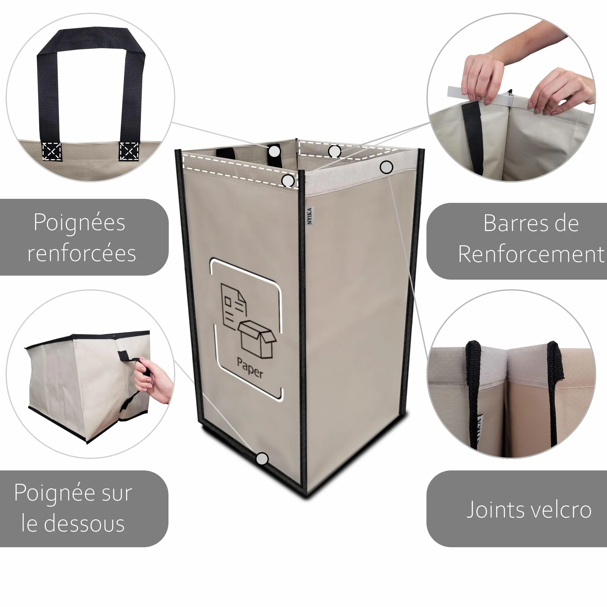 Poubelle Tri Selectif 3 Bac Black Edge - Recyclage Plastique Verre Papier