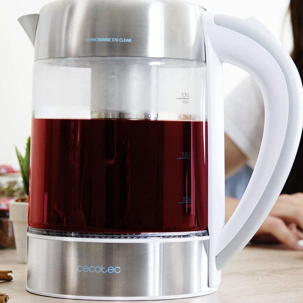Cecotec ThermoSense 370 Clear Bouilloire Électrique 1.7 L Verre Borosilicate Sans BPA 360º 2200 W