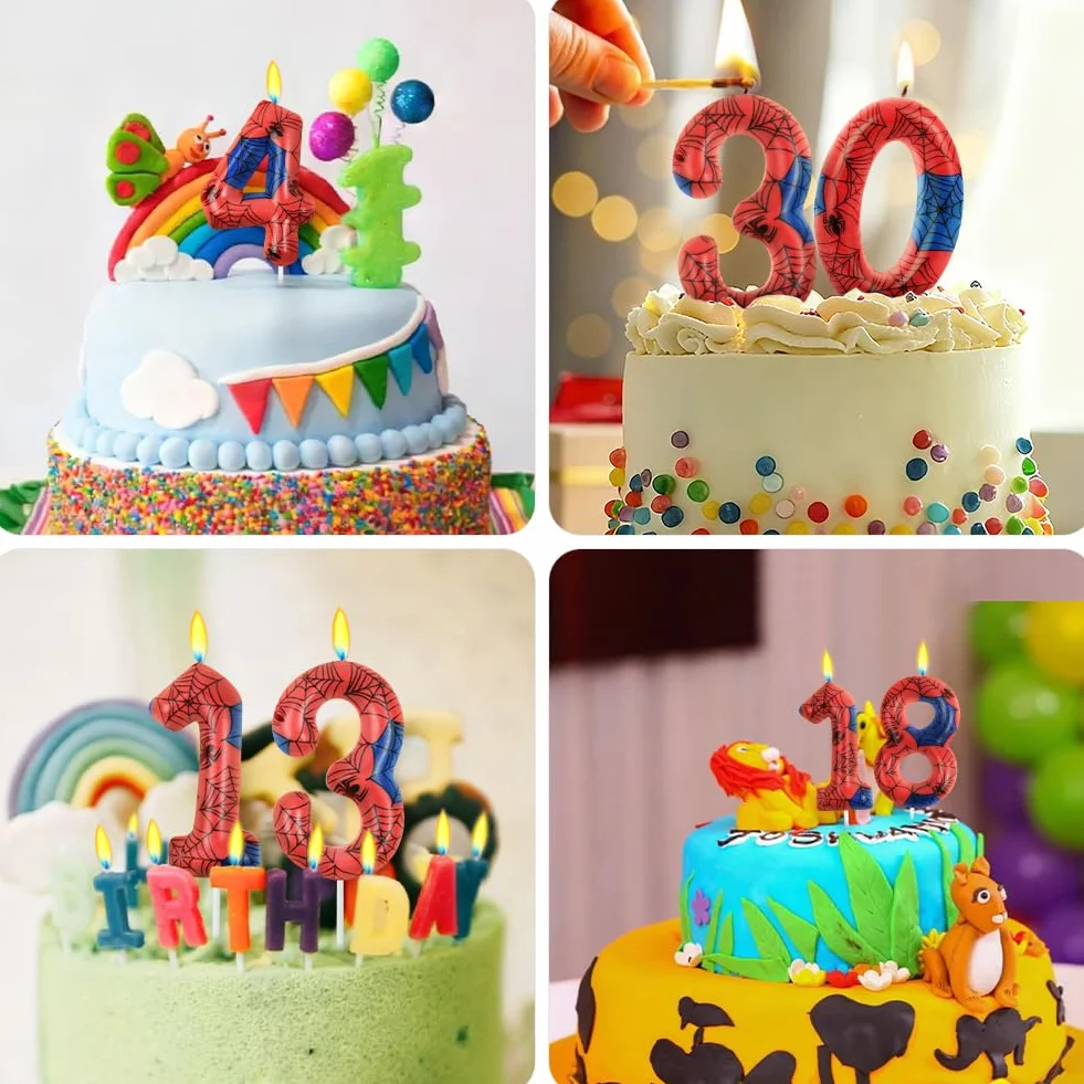 Bougies d'anniversaire Numéro 4 3D Araignée Décoration Gâteau Halloween