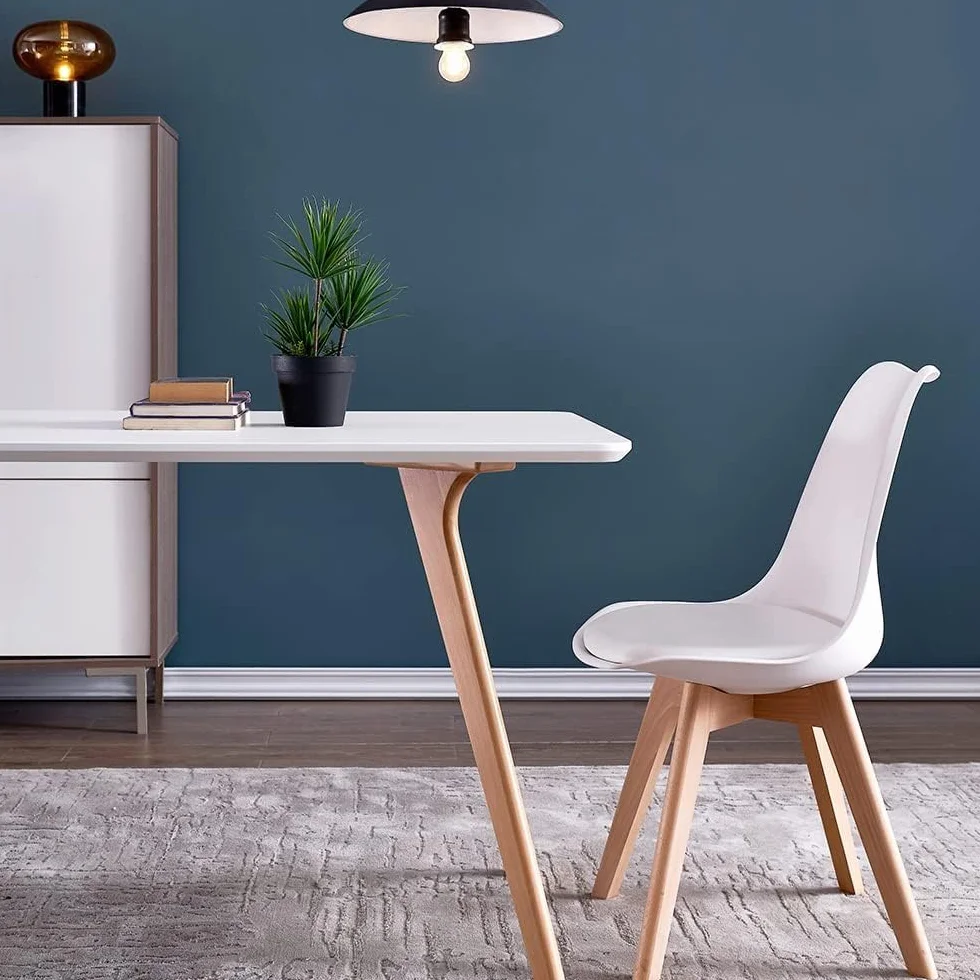 TEENO Chaises Salle à Manger Lot de 4, Scandinaves Bois Blanc