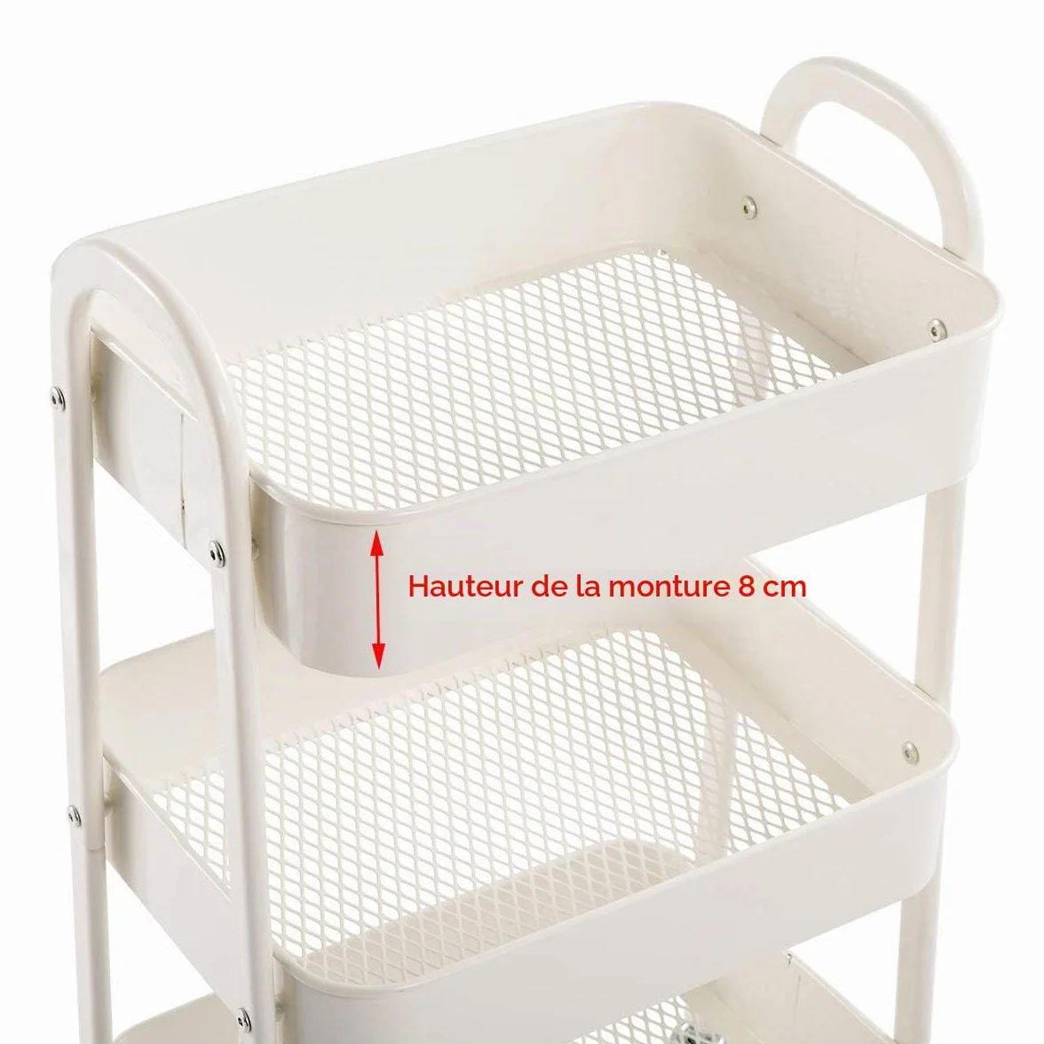 DOEWORKS Chariot de Rangement Métal 3 Niveaux à Roulettes Blanc