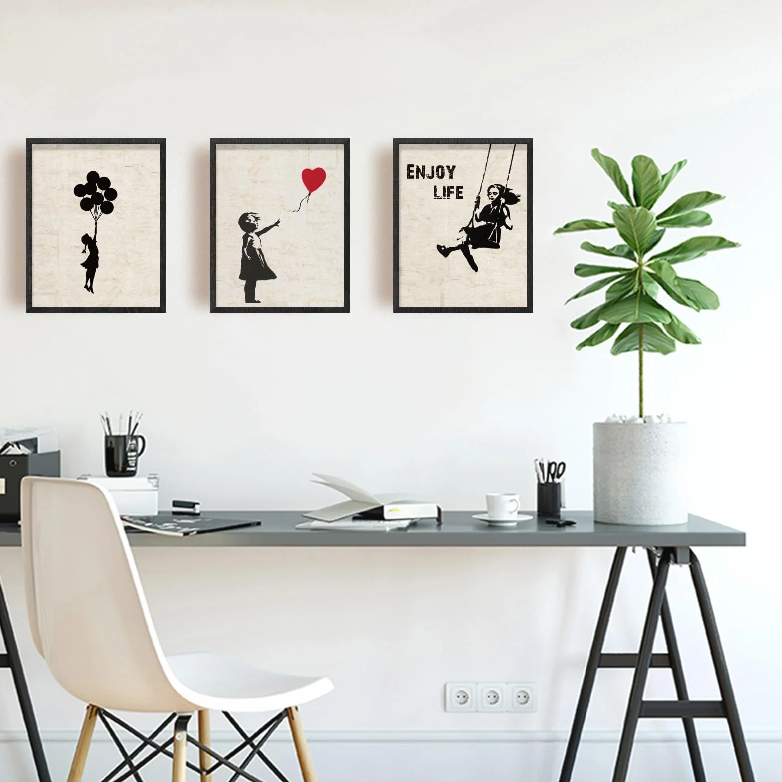 Banksy Lot de 9 Impressions sur Toile Panda Sans Cadre 20,3 x 25,4 cm