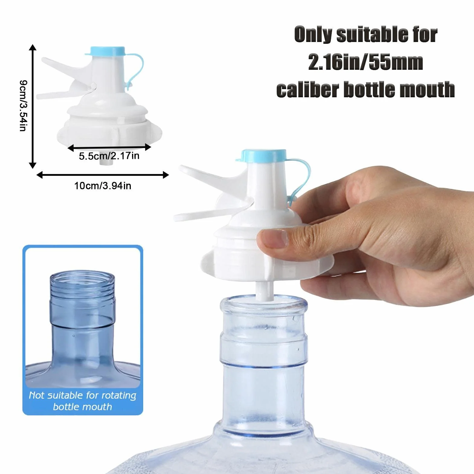 Porte-Bouteille d'3 à 5 gallons Support Distributeur d'eau Anti-Fuite Bec réutilisable Compatible Bouche Bouteille Non filetée
