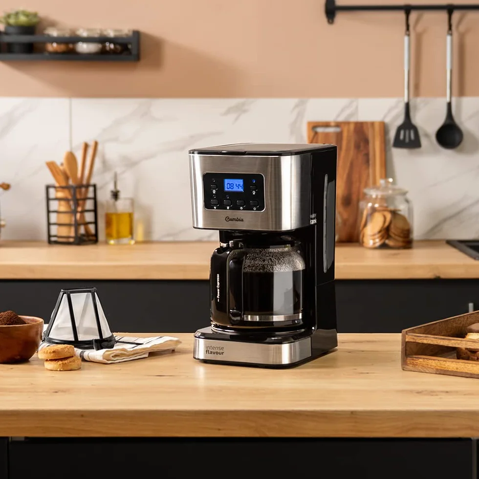 Cecotec Cafetière à goutte programmable Coffee 66 Smart Plus, 980 W, 12 tasses, ExtemAroma, AutoClean, Écran LCD, acier inoxydable, 1,5 L