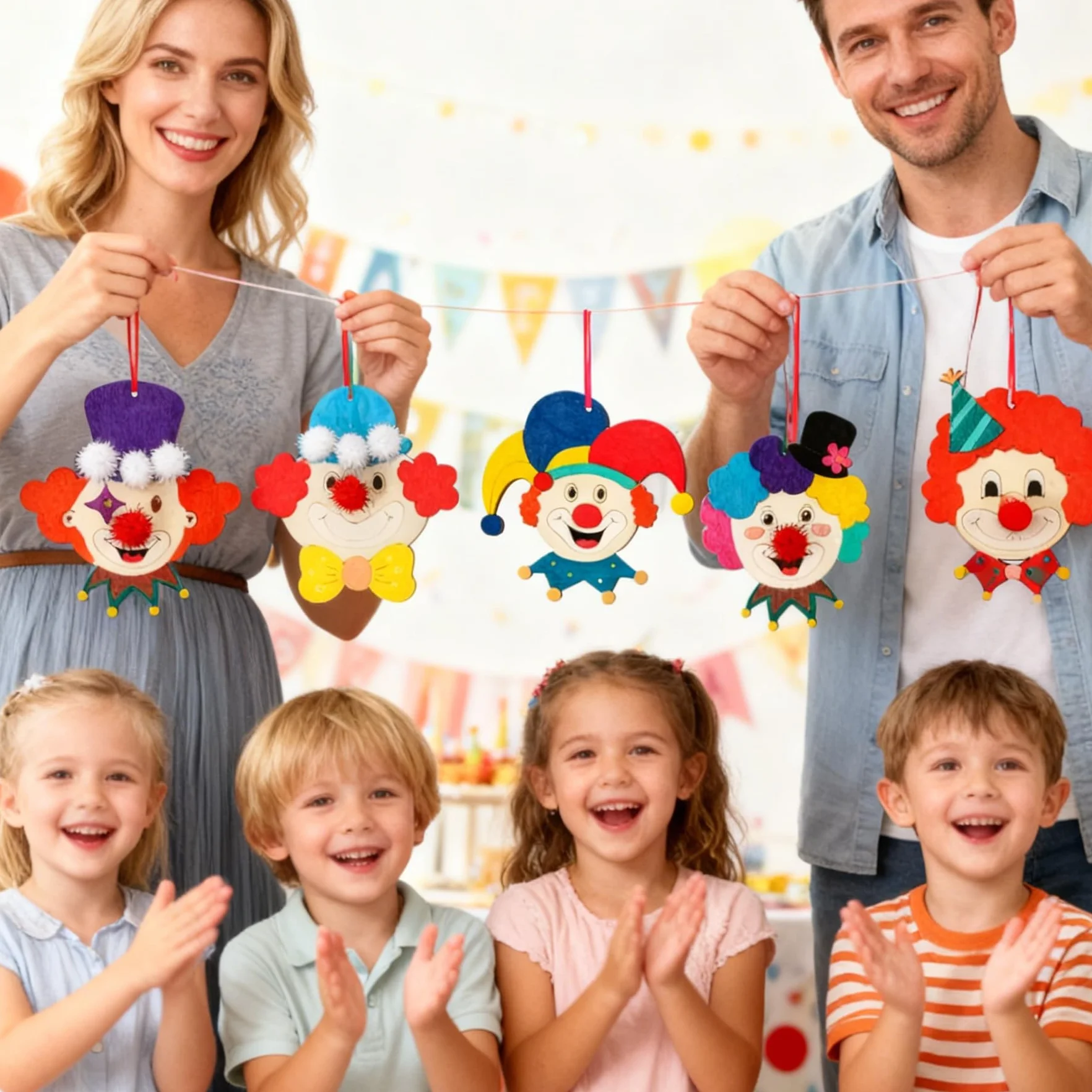 Ensemble de Bricolage Clown 12 Pièces Décoration Faite à la Main Thème Cirque Kit Pâques Enfant Activité Manuelle