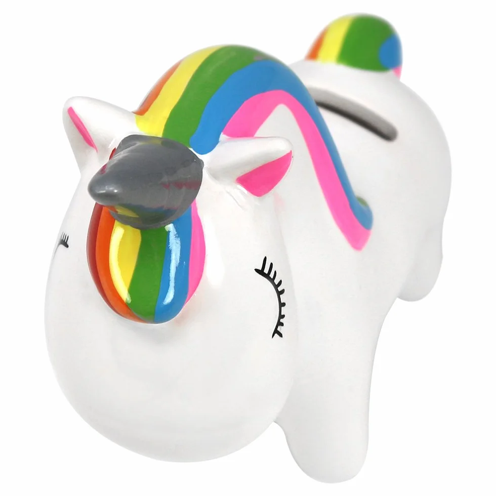 Tirelire en céramique Licorne Magique com-four® 2 pièces avec Fermeture en Caoutchouc