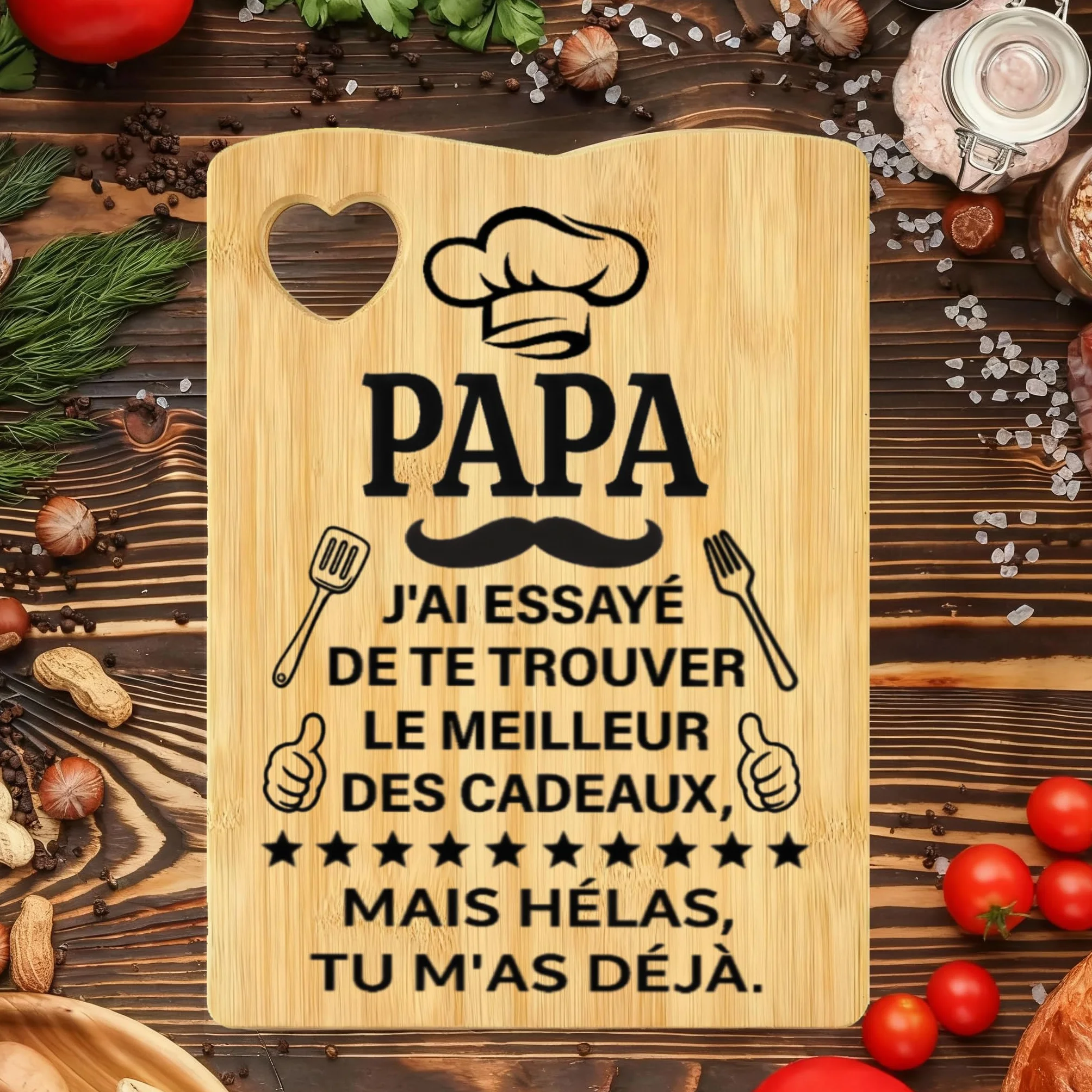 Cadeau Papa Planche à Découper en Bambou, Cadeaux Fête des Pères