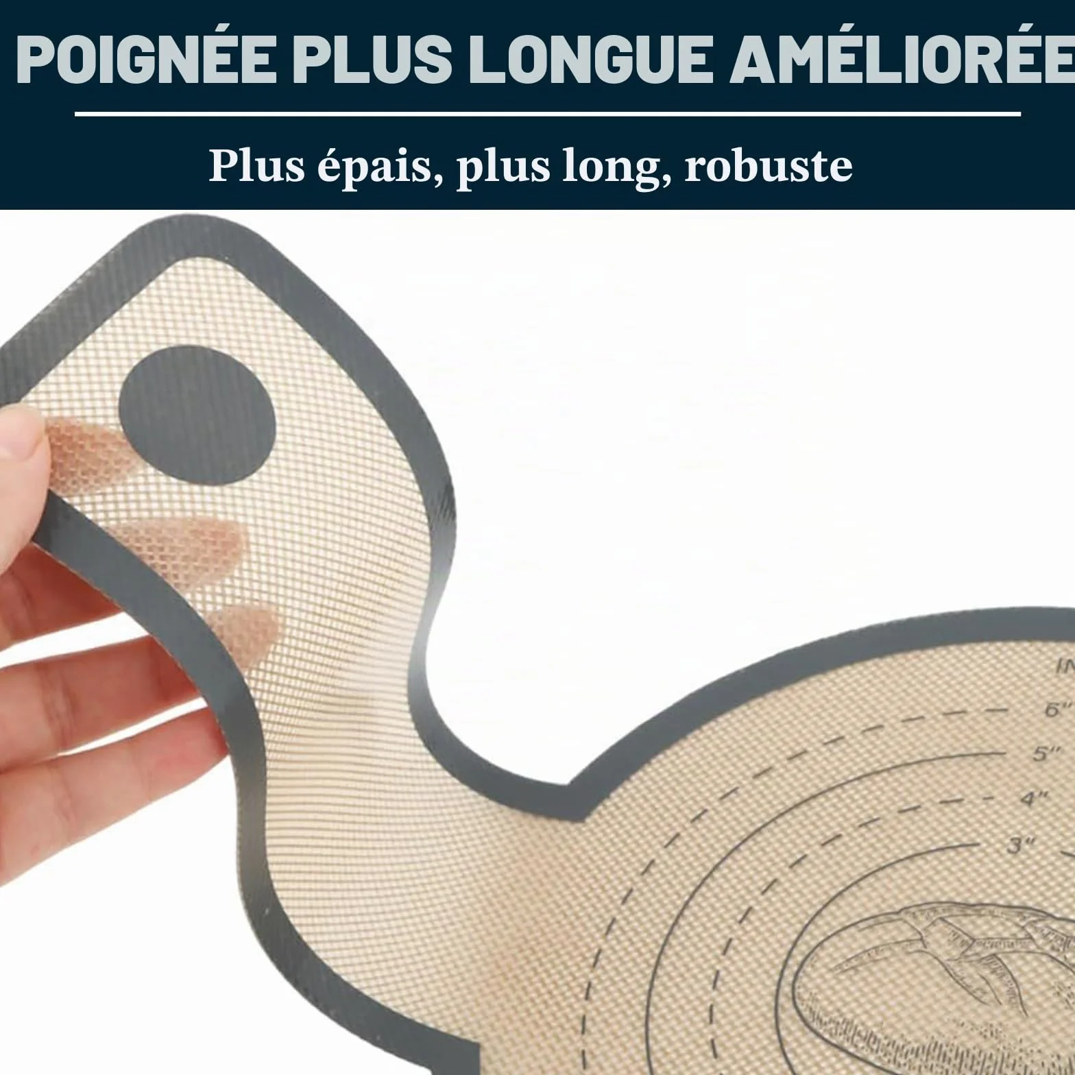 Tapis de Cuisson en Silicone pour Four Hollandais Lot de 2 Antiadhésif Réutilisable avec Poignées Anti-Brûlures Compatible Pizza Pain au Levain Rond Ovale