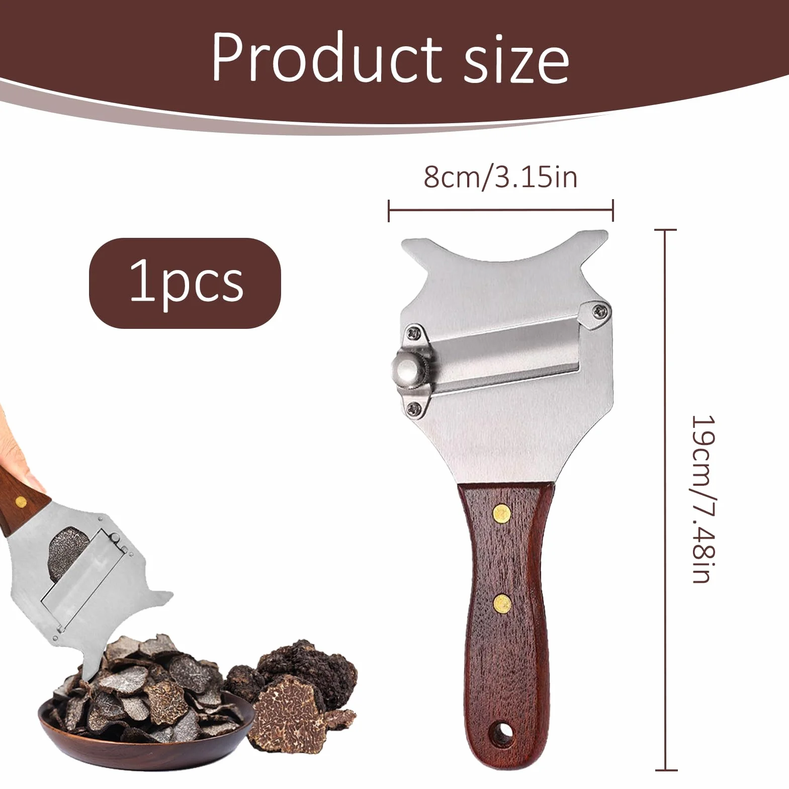 Coupe Truffe Trancheur Truffes Inox Poignée Bois Râpe Fromage Rasoir Eminceur