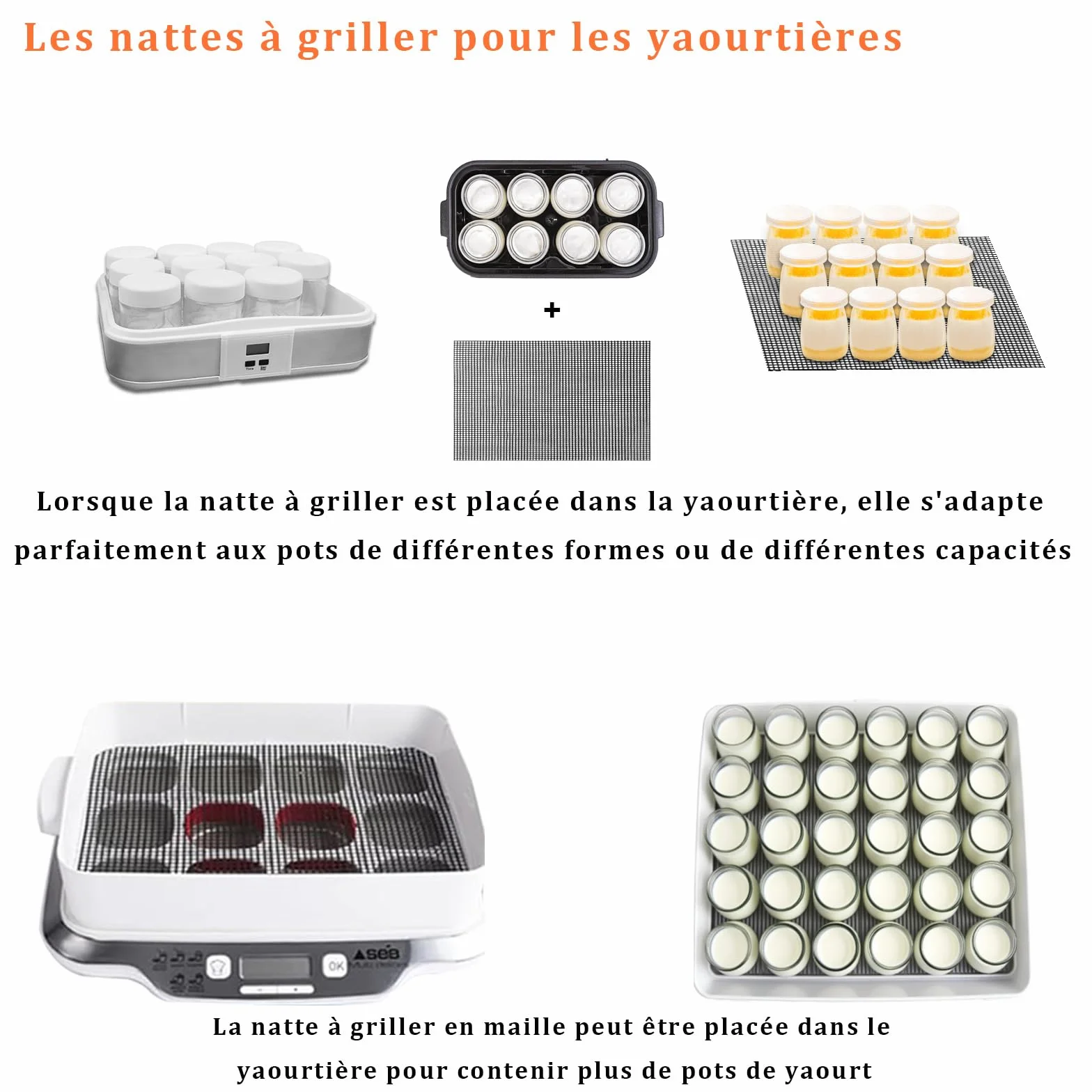 Grille Barbecue découpable 42x36 cm Tapis de Cuisson Réutilisables Anti-adhésif pour Gril électrique Gaz Charbon